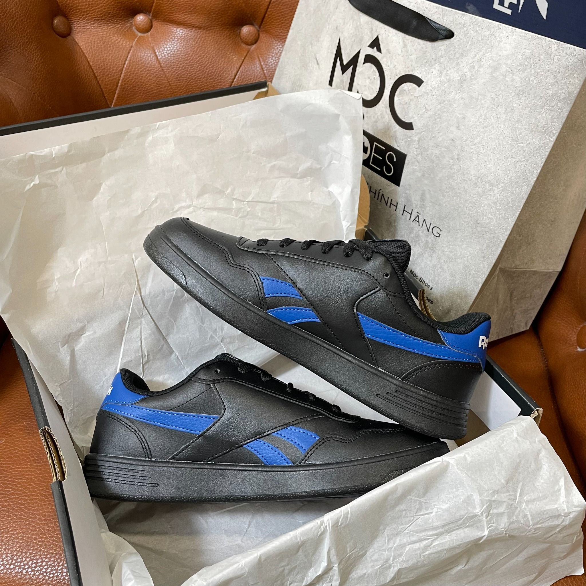 0930 - *CHÍNH HÃNG* - GIÀY REEBOK - ĐẾ BẰNG - ĐEN XANH (5431)