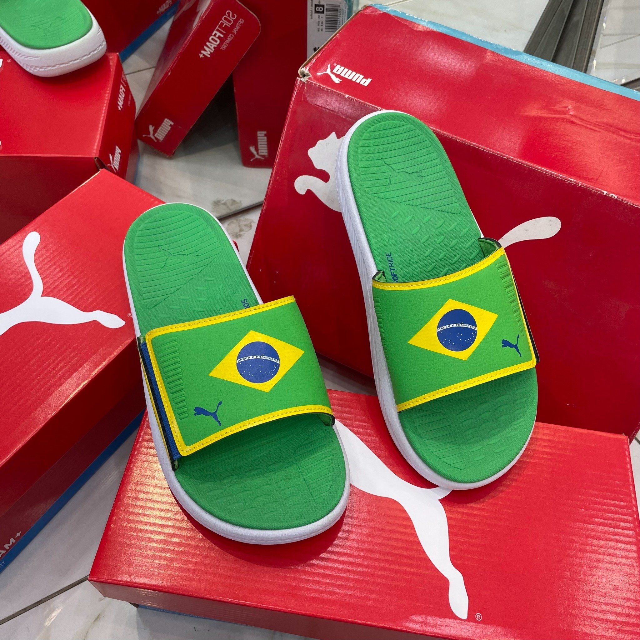 0998 - HÀNG CHÍNH HÃNG - DÉP QUAI DÁN PUMA SOFTRIDE BRAZIL MÀU XANH - *GREEN* - CODE: 384454-01