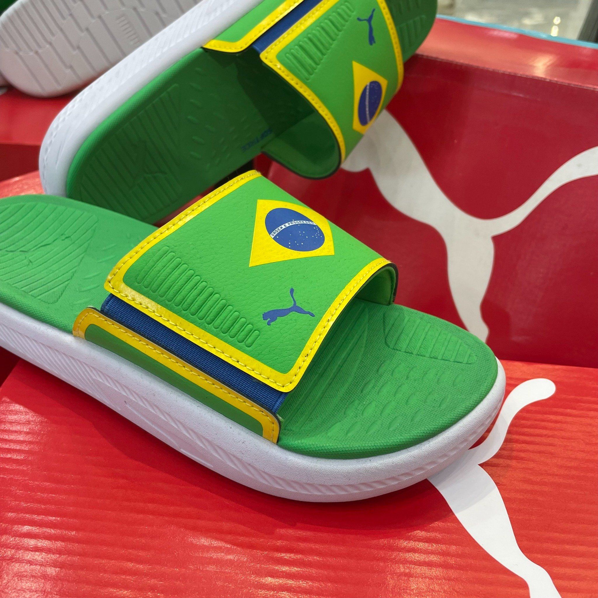 0998 - HÀNG CHÍNH HÃNG - DÉP QUAI DÁN PUMA SOFTRIDE BRAZIL MÀU XANH - *GREEN* - CODE: 384454-01