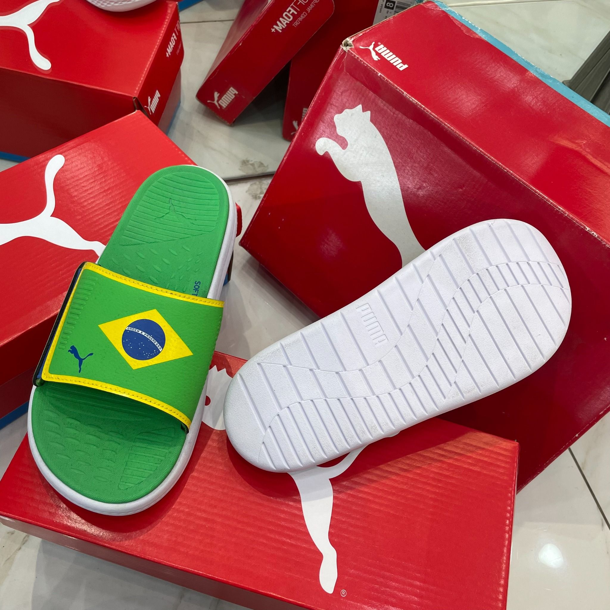 0998 - HÀNG CHÍNH HÃNG - DÉP QUAI DÁN PUMA SOFTRIDE BRAZIL MÀU XANH - *GREEN* - CODE: 384454-01