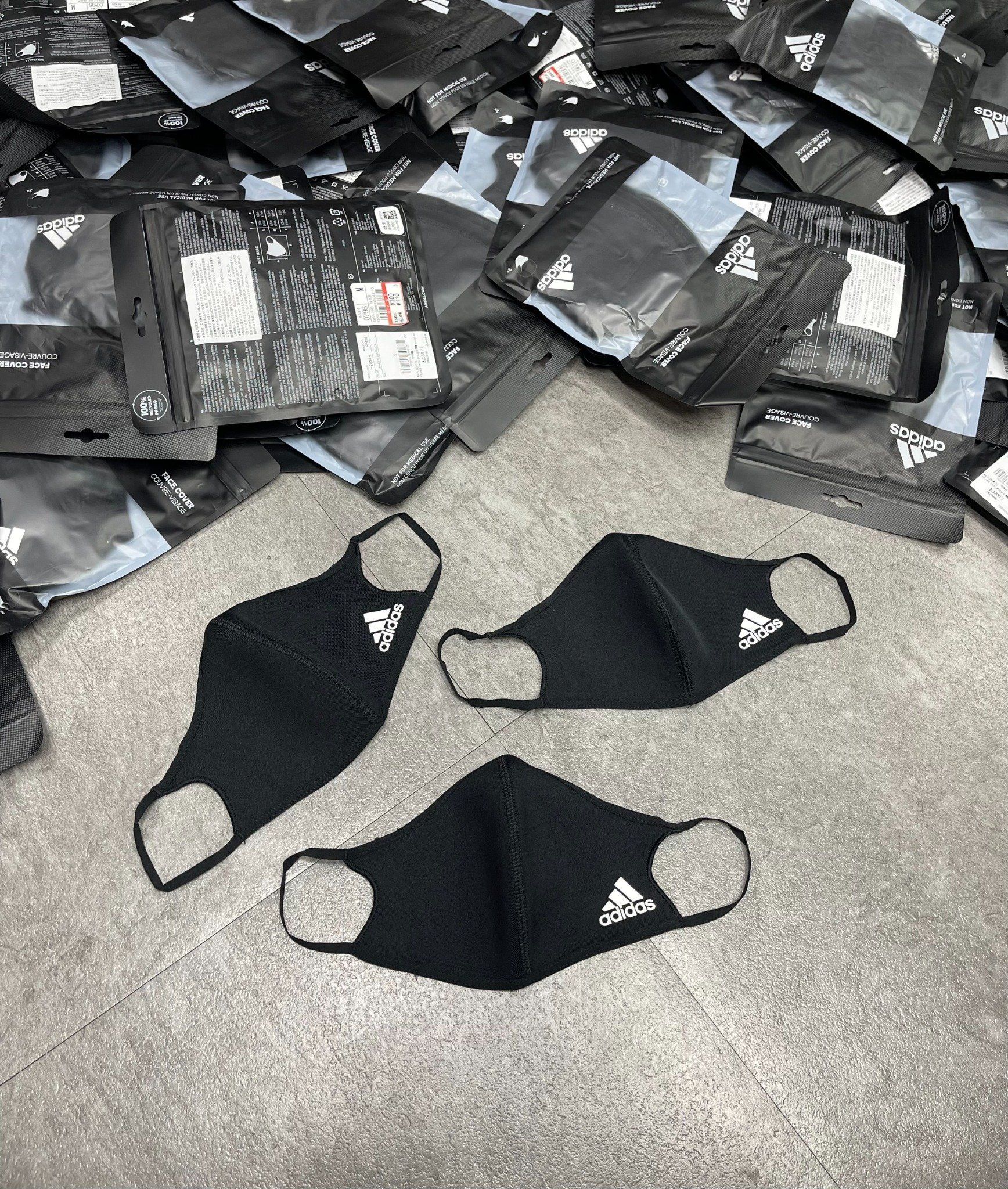 1001 - HÀNG CHÍNH HÃNG - BỘ 3 KHẨU TRANG ADIDAS FACE MASK COVER SIZE M/L - *BLACK* - 2024** - Code: H08837