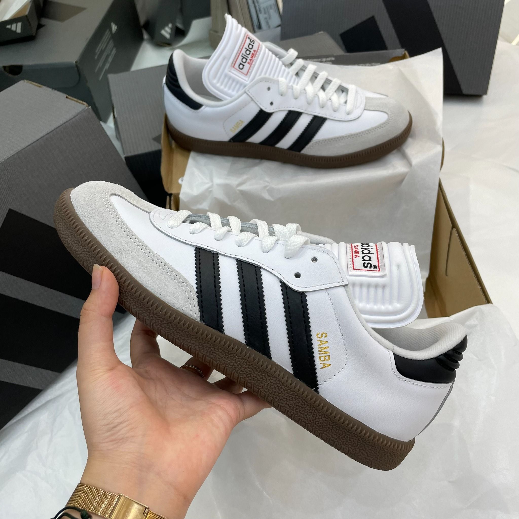 1046 - HÀNG CHÍNH HÃNG - GIÀY ADIDAS SAMBA CLASSIC - WHITE BLACK - * ĐẾ NÂU *CODE : 772109