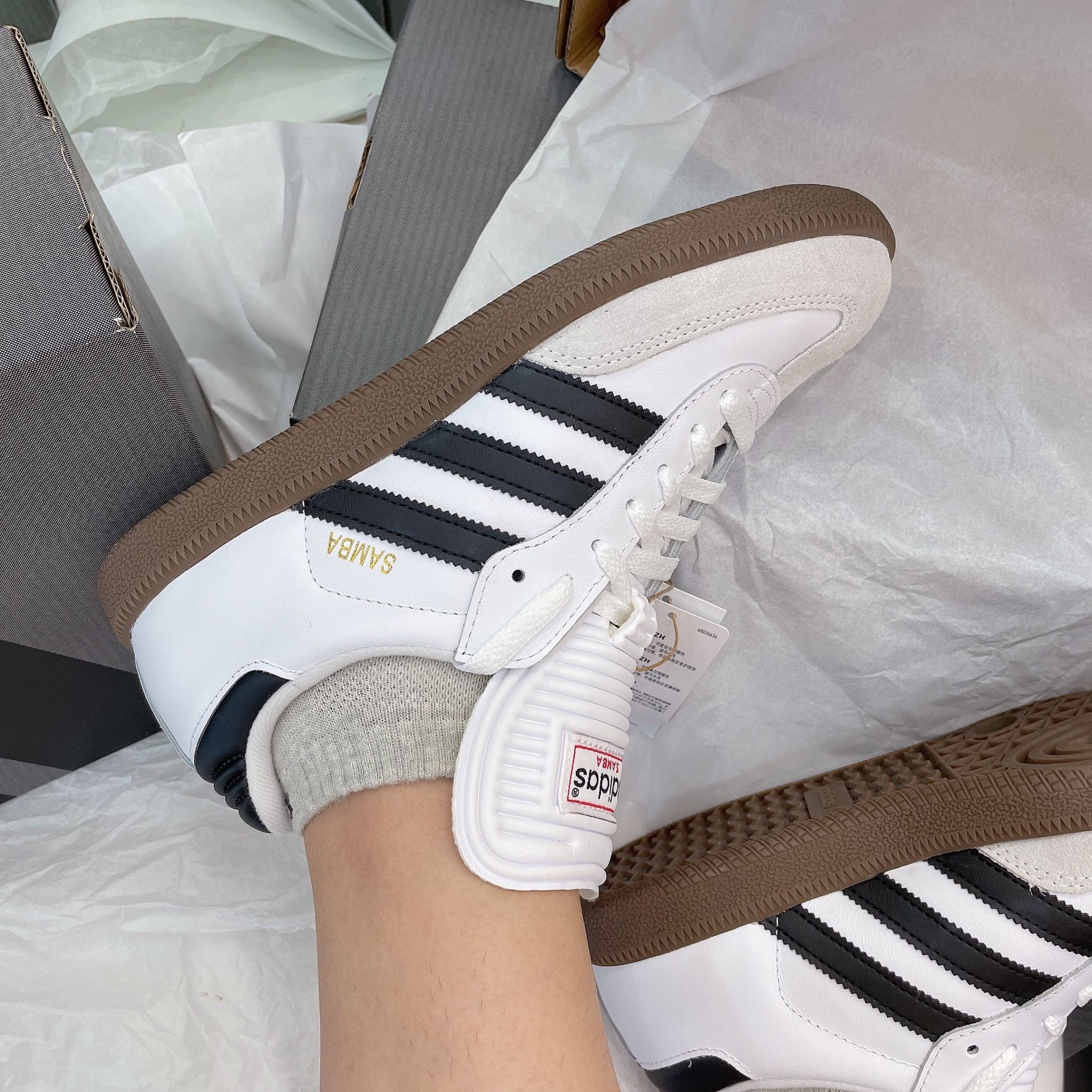 1046 - HÀNG CHÍNH HÃNG - GIÀY ADIDAS SAMBA CLASSIC - WHITE BLACK - * ĐẾ NÂU *CODE : 772109