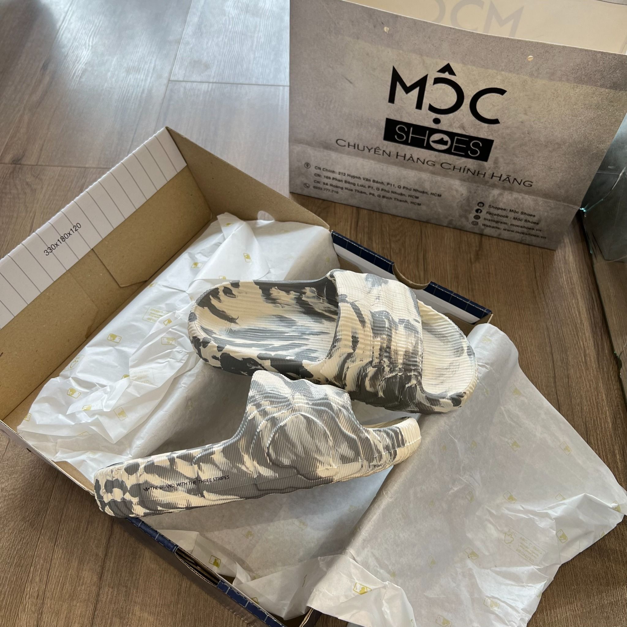 0987 - HÀNG CHÍNH HÃNG - DÉP ADIDAS 22 - ‘ Loang - Xám BE ’ - CODE: IG5919