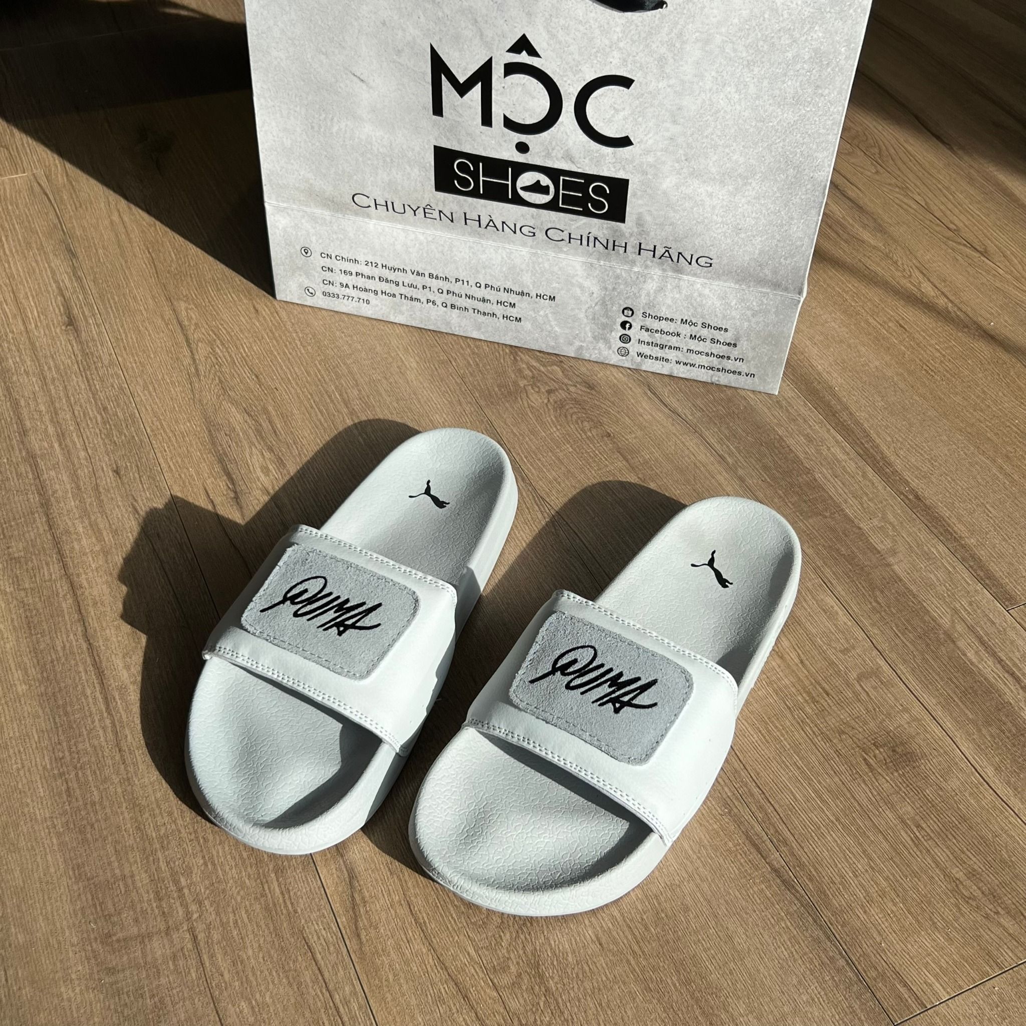 1153 - HÀNG CHÍNH HÃNG - DÉP PUMA SUEDE - LOGO DÁN - *GREY / LOGO SILVER*
