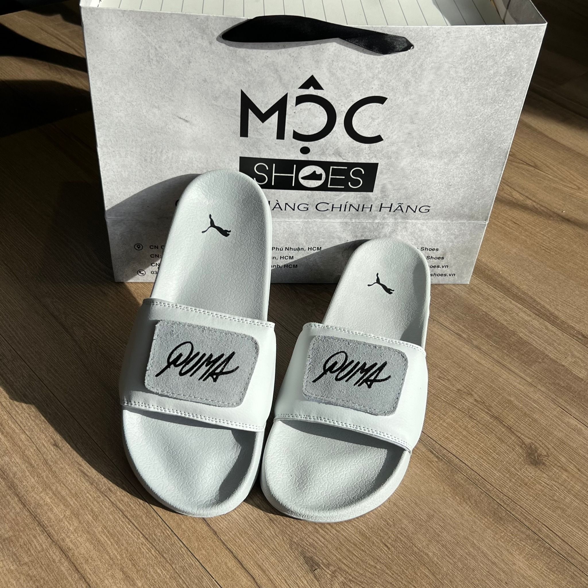 1153 - HÀNG CHÍNH HÃNG - DÉP PUMA SUEDE - LOGO DÁN - *GREY / LOGO SILVER*