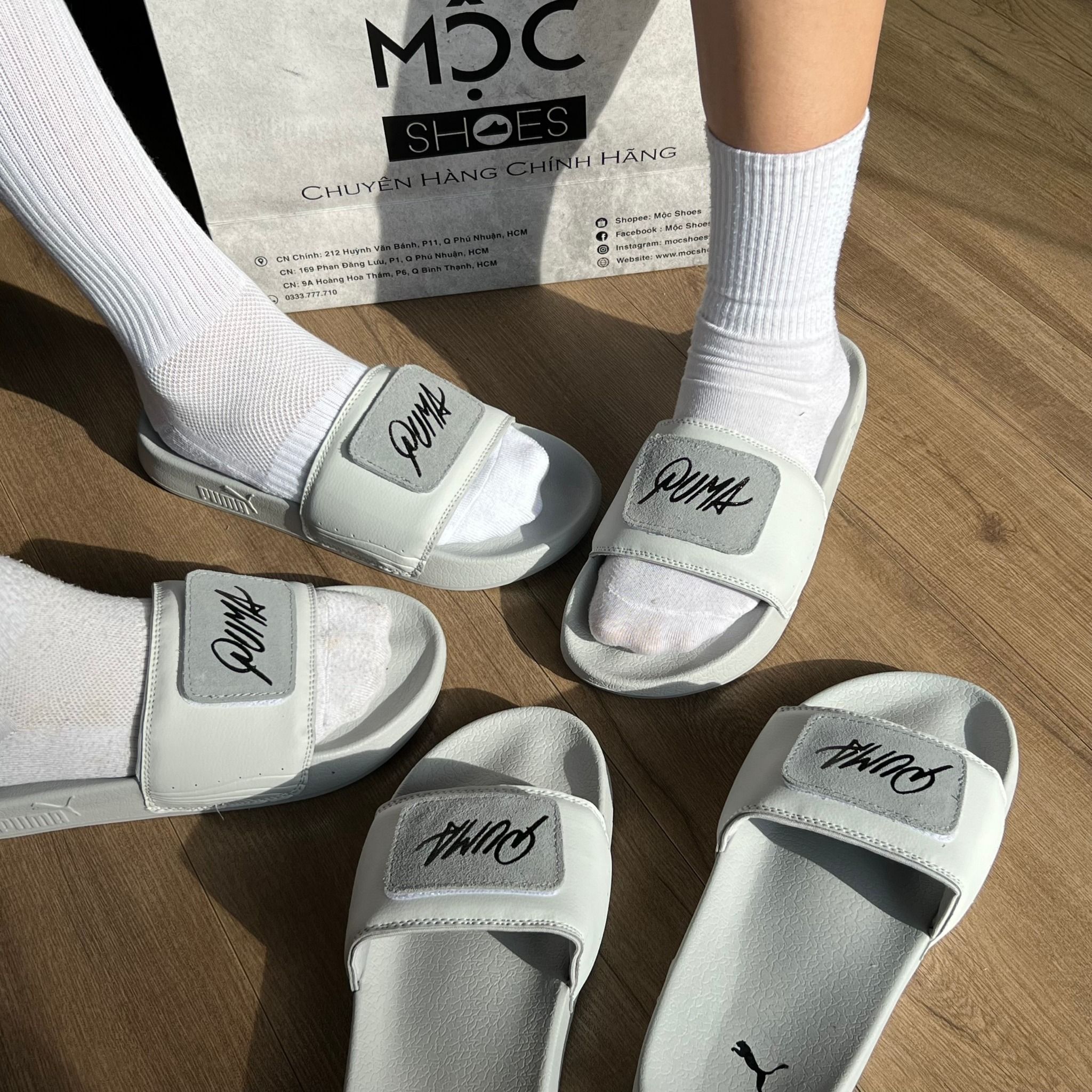 1153 - HÀNG CHÍNH HÃNG - DÉP PUMA SUEDE - LOGO DÁN - *GREY / LOGO SILVER*