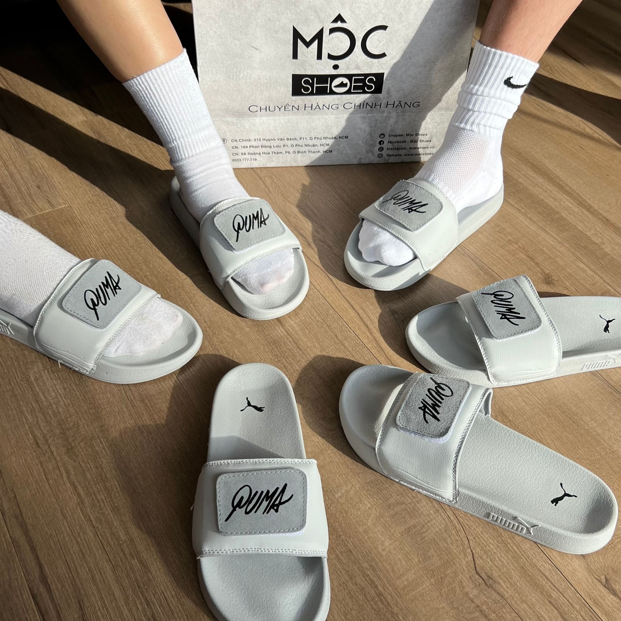 1153 - HÀNG CHÍNH HÃNG - DÉP PUMA SUEDE - LOGO DÁN - *GREY / LOGO SILVER*