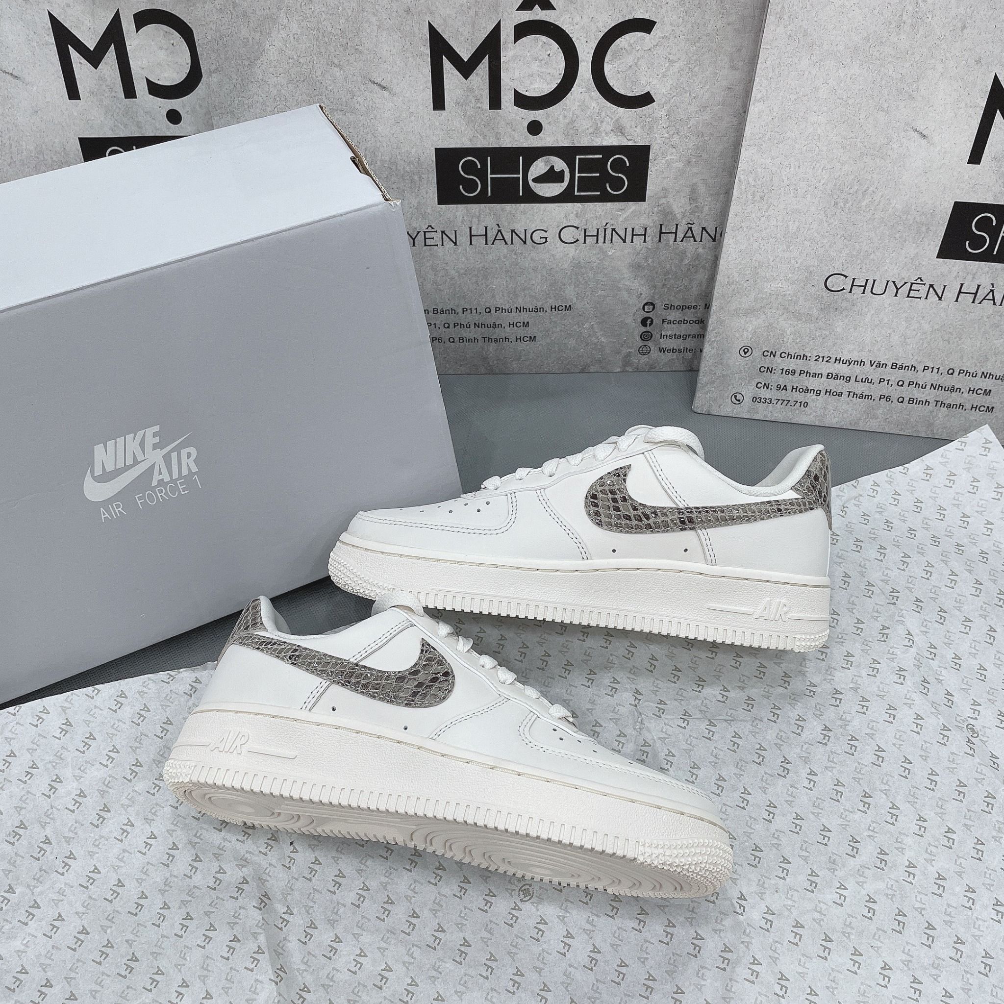 1168 - HÀNG CHÍNH HÃNG - GIÀY NIKE AIR FORCE 1 LOW PHANTOM SNAKESKIN - BEGIE - CODE : DD8959 - 002