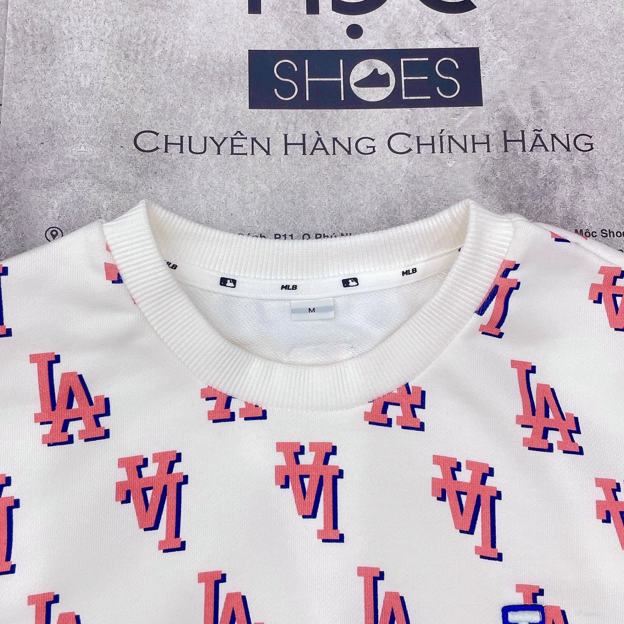 1179 - HÀNG CHÍNH HÃNG - ÁO SWEATER MLB MONOGRAM LOGO OVERFIT LA DODGERS - TRẮNG KEM - CODE: 3AMTM0231