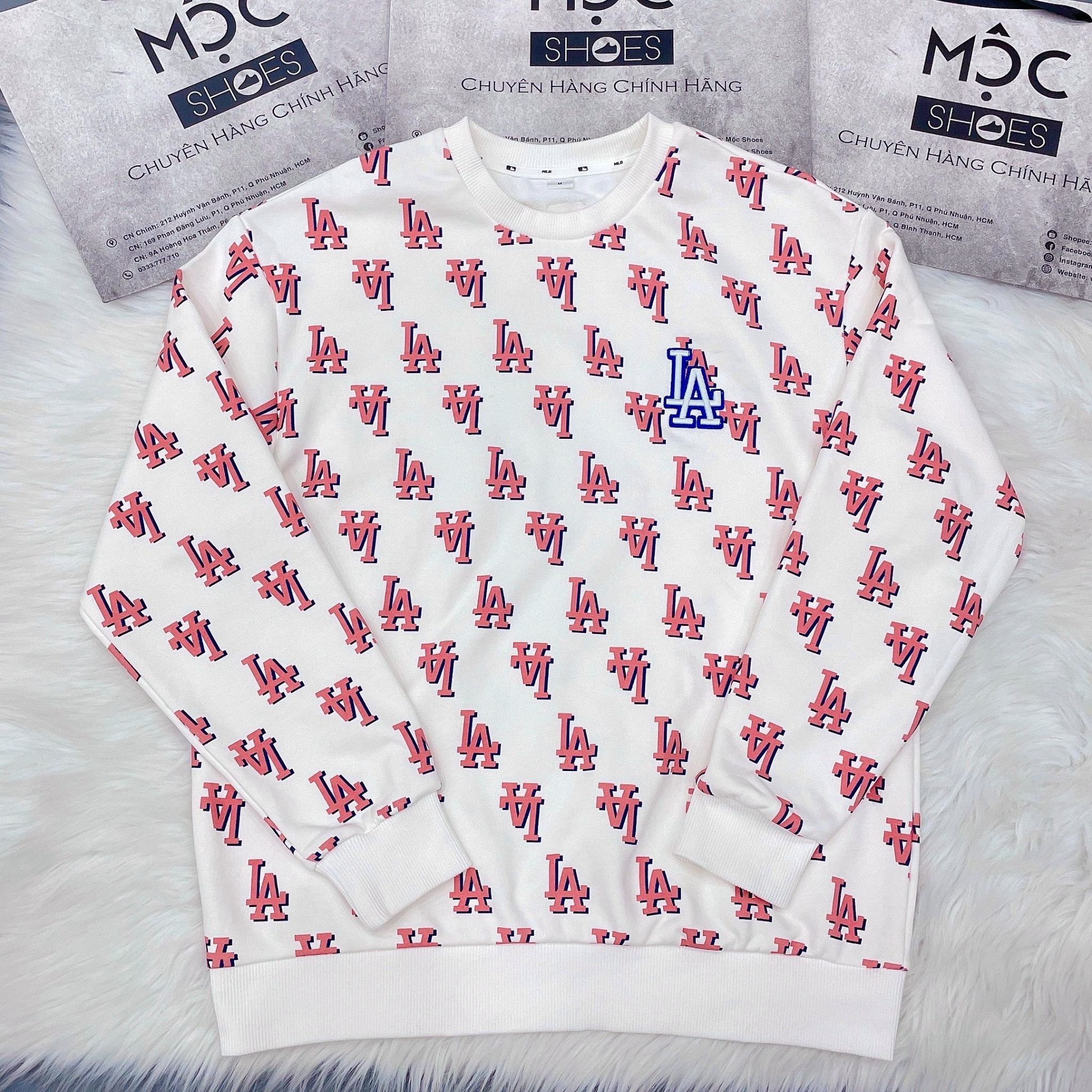 1179 - HÀNG CHÍNH HÃNG - ÁO SWEATER MLB MONOGRAM LOGO OVERFIT LA DODGERS - TRẮNG KEM - CODE: 3AMTM0231