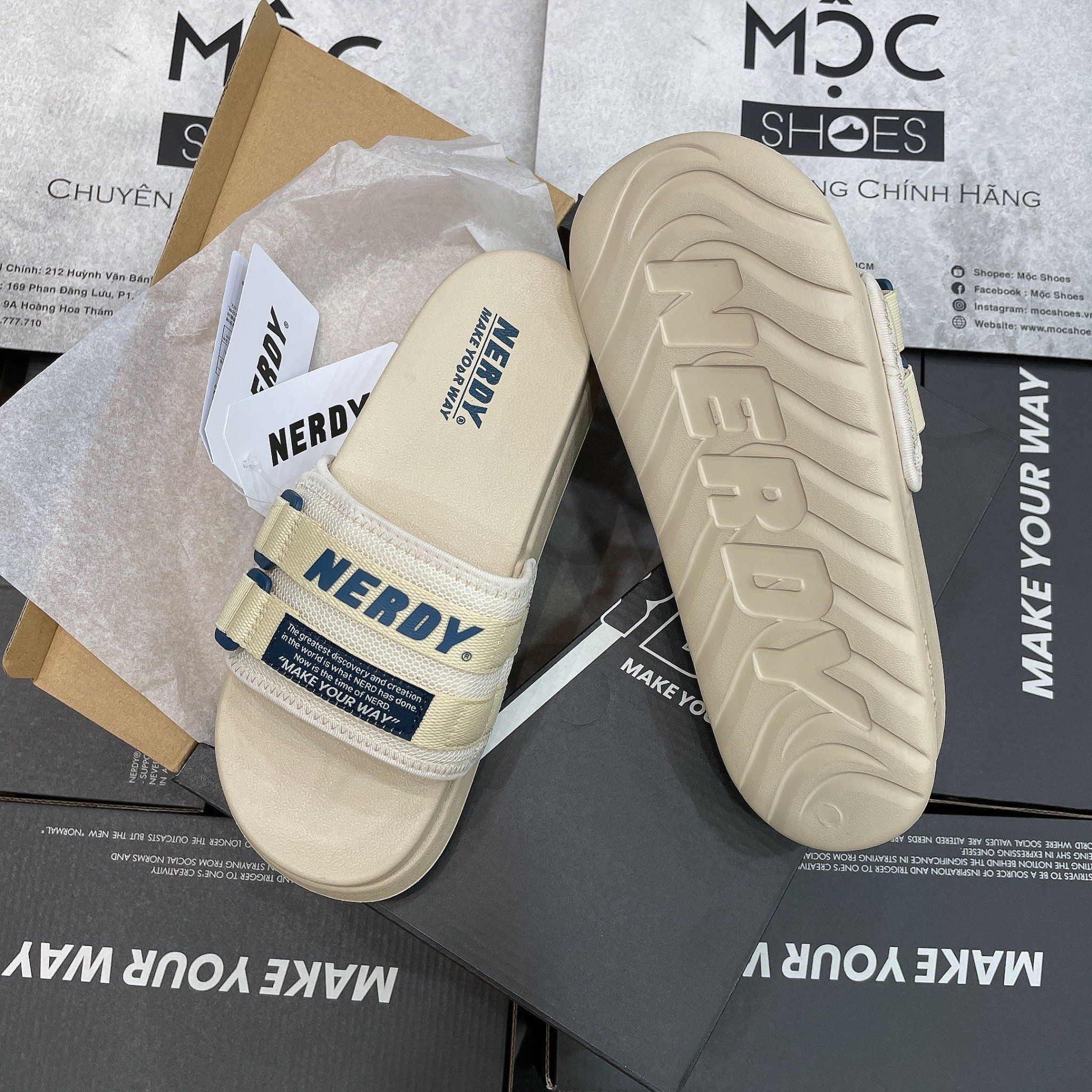 1198 - HÀNG CHÍNH HÃNG - DÉP NERDY QUAI NGANG VẢI - CAMEL - CODE : PNEU21AEO13006