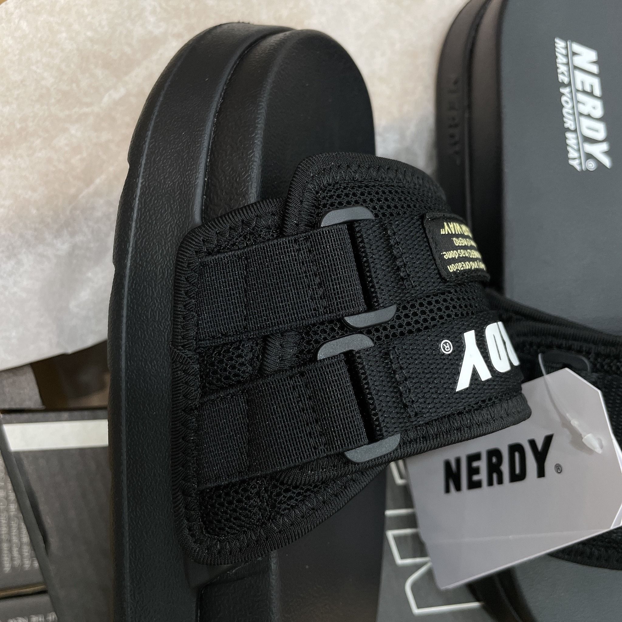 1200 - HÀNG CHÍNH HÃNG - DÉP NERDY QUAI NGANG VẢI - BLACK - CODE : PNEU21AEO10106