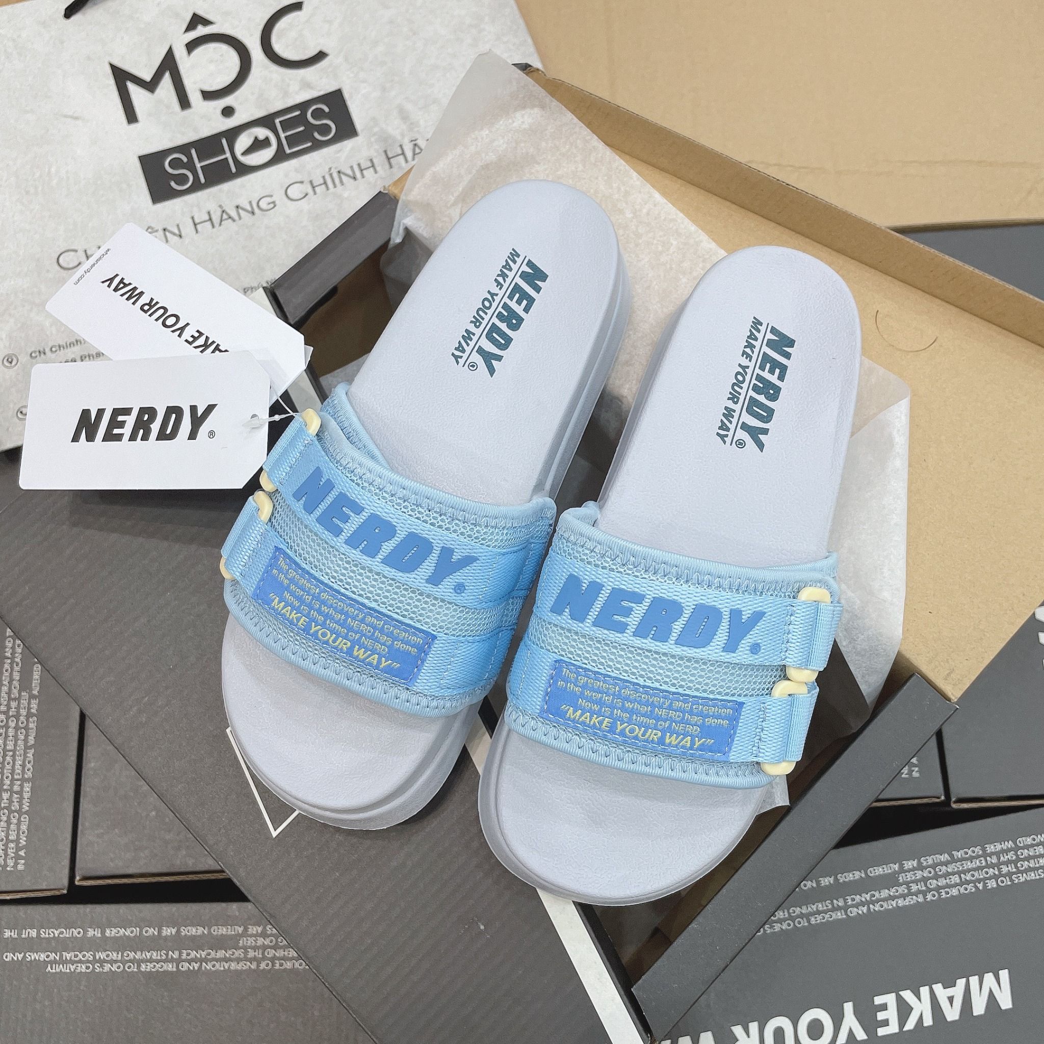 1199 - HÀNG CHÍNH HÃNG - DÉP NERDY QUAI NGANG VẢI - BLUE LIGHT - CODE : PNEU21AEO11403