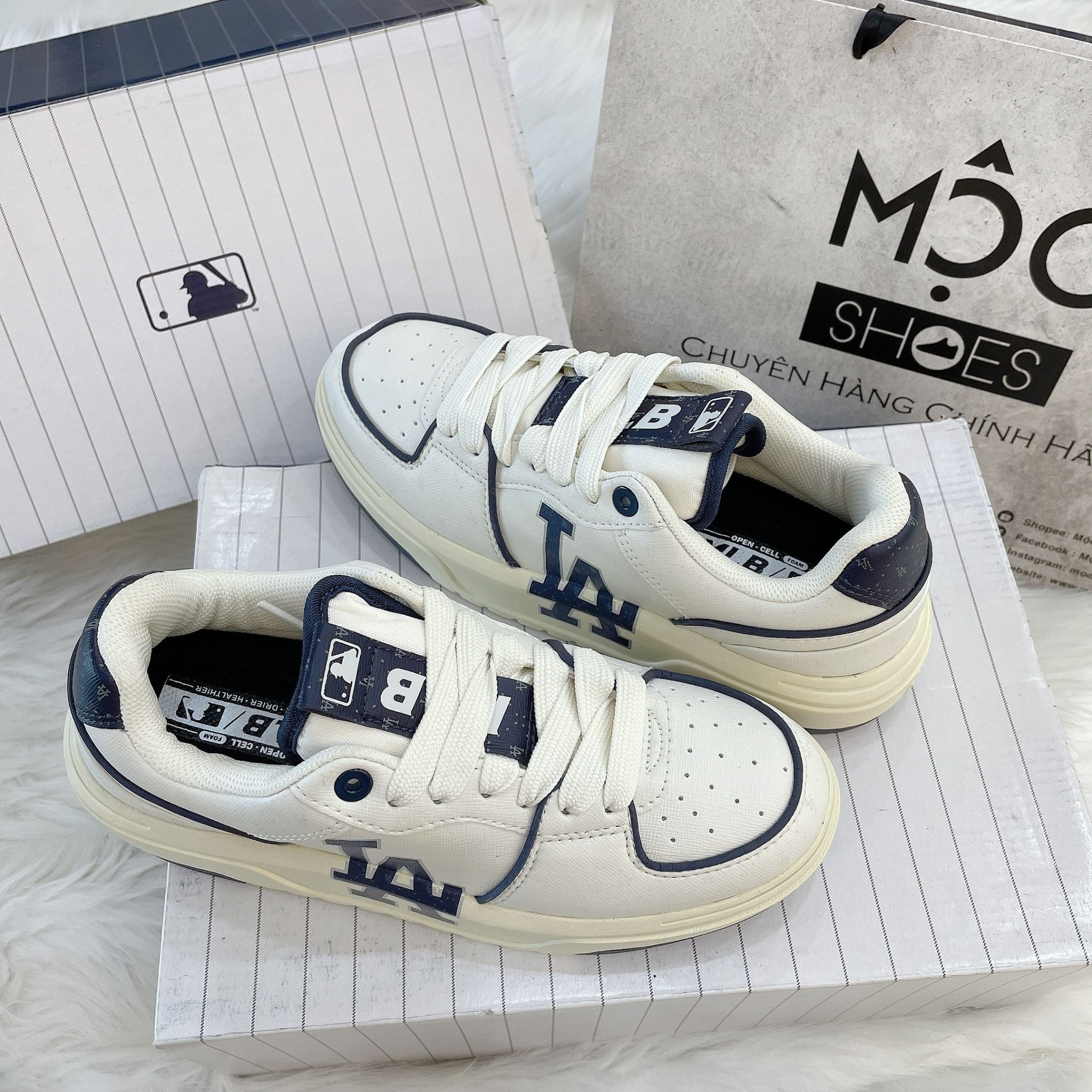 1240 - HÀNG CHÍNH HÃNG - GIÀY MLB CHUNKY LINER DIA MONOGRAM LOS ANGELES - WHITE VINTAGE