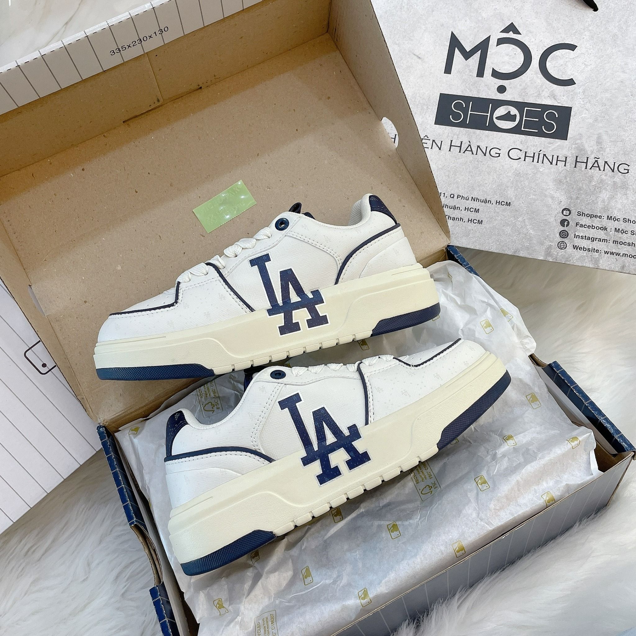 1240 - HÀNG CHÍNH HÃNG - GIÀY MLB CHUNKY LINER DIA MONOGRAM LOS ANGELES - WHITE VINTAGE
