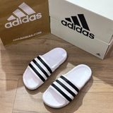  [SALE 750K] 1248 - HÀNG CHÍNH HÃNG - DÉP ADIDAS 22 - BẬC THANG * TRẮNG SỌC ĐEN * 