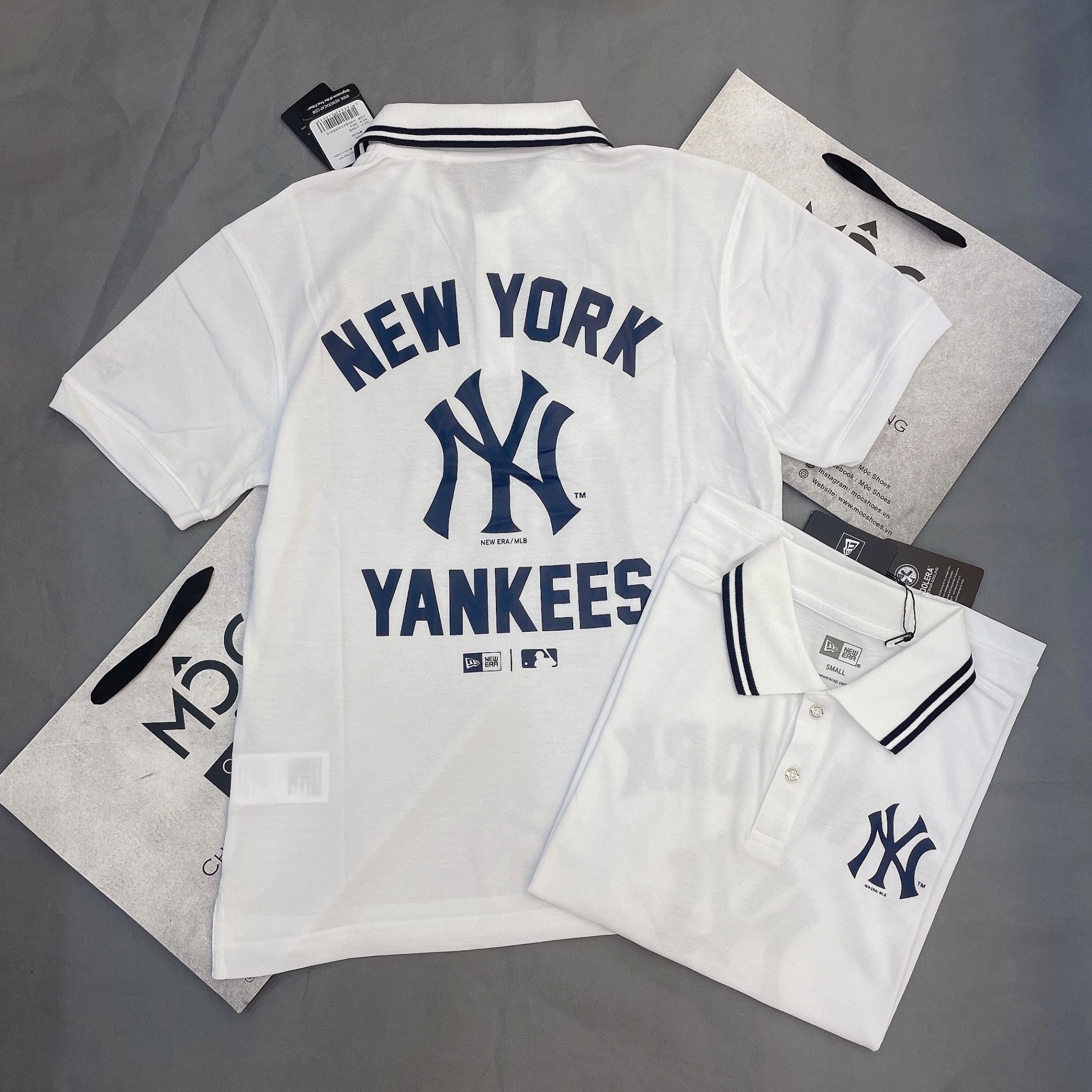 1255 - HÀNG CHÍNH HÃNG - ÁO NEW ERA - POLO NY YANKEES - TRẮNG - CODE : 13516807