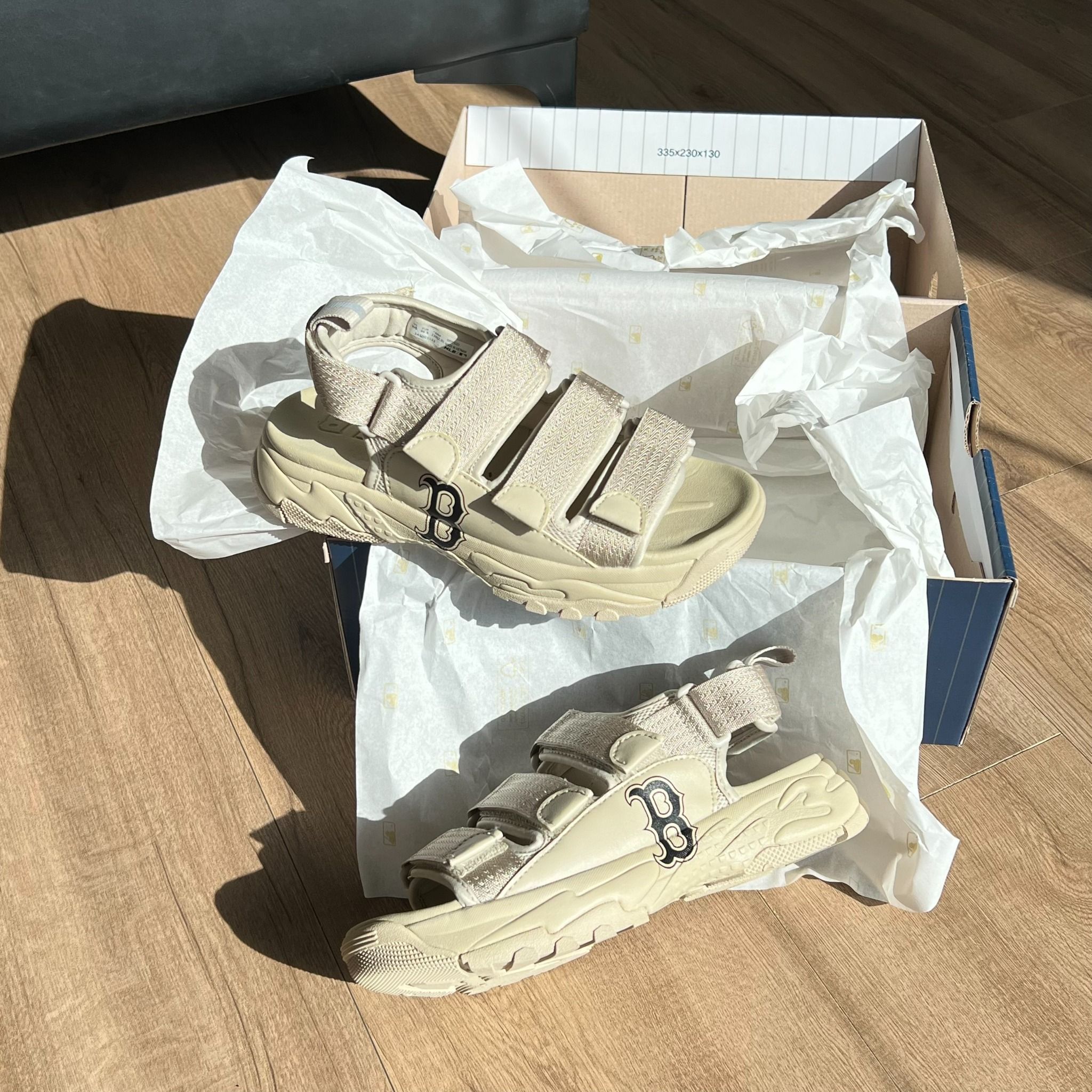 1095 - HÀNG CHÍNH HÃNG - Dép Sandal MLB Triple Logo Chữ B - Màu Be - CODE: 3ASDCSS33-43BGS