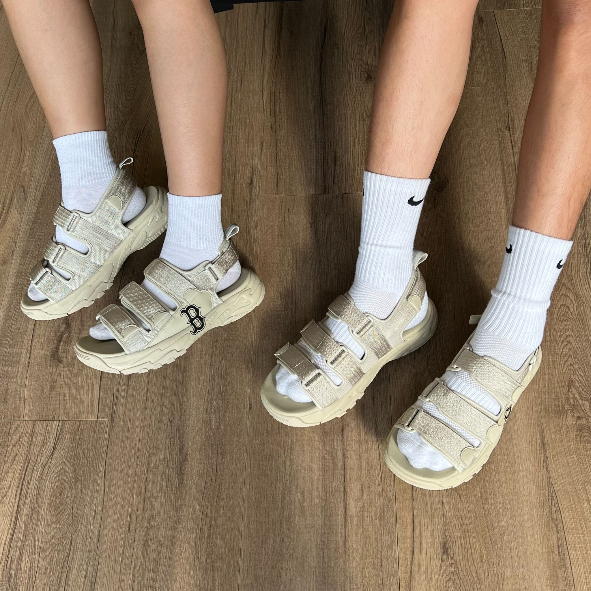 1095 - HÀNG CHÍNH HÃNG - Dép Sandal MLB Triple Logo Chữ B - Màu Be - CODE: 3ASDCSS33-43BGS