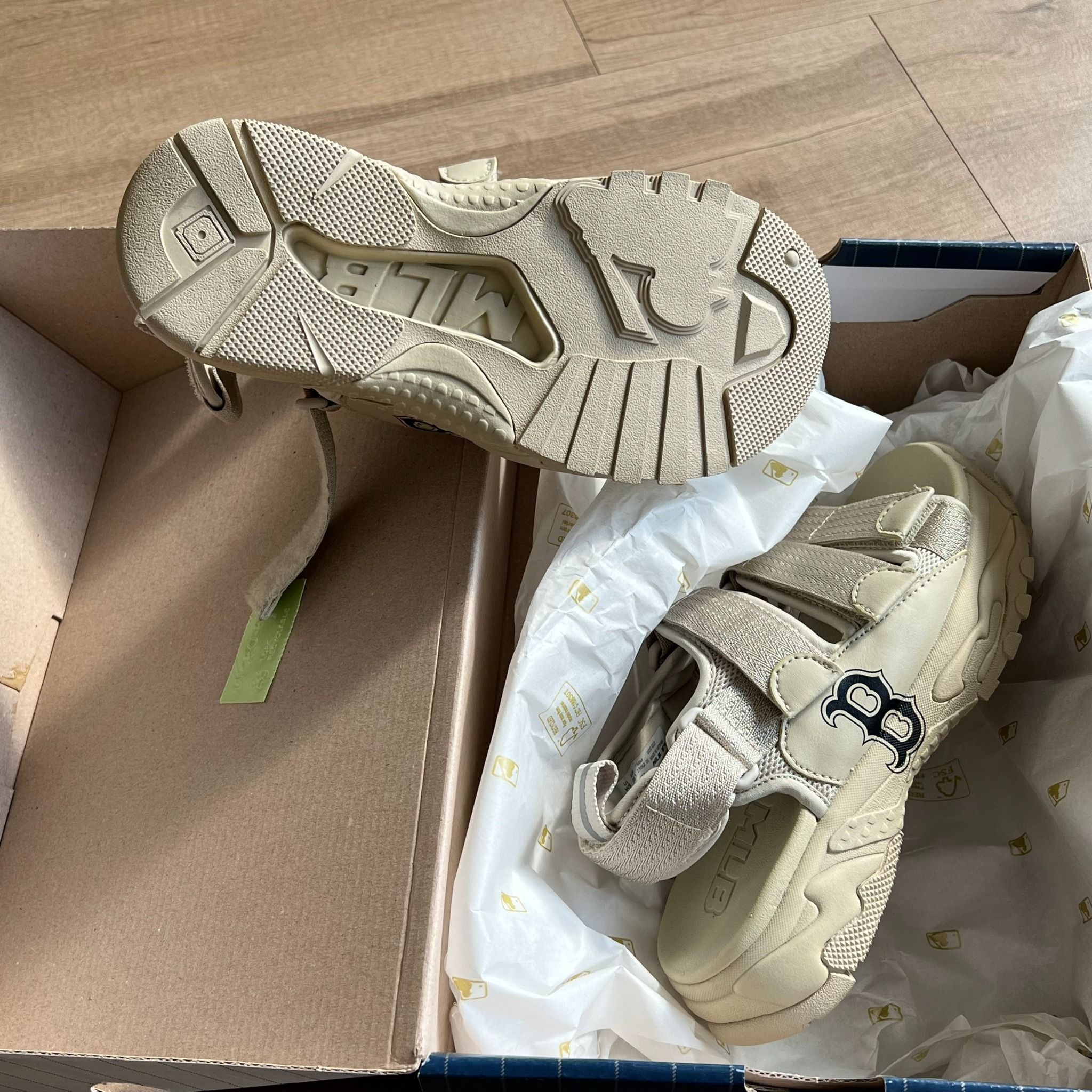 1095 - HÀNG CHÍNH HÃNG - Dép Sandal MLB Triple Logo Chữ B - Màu Be - CODE: 3ASDCSS33-43BGS