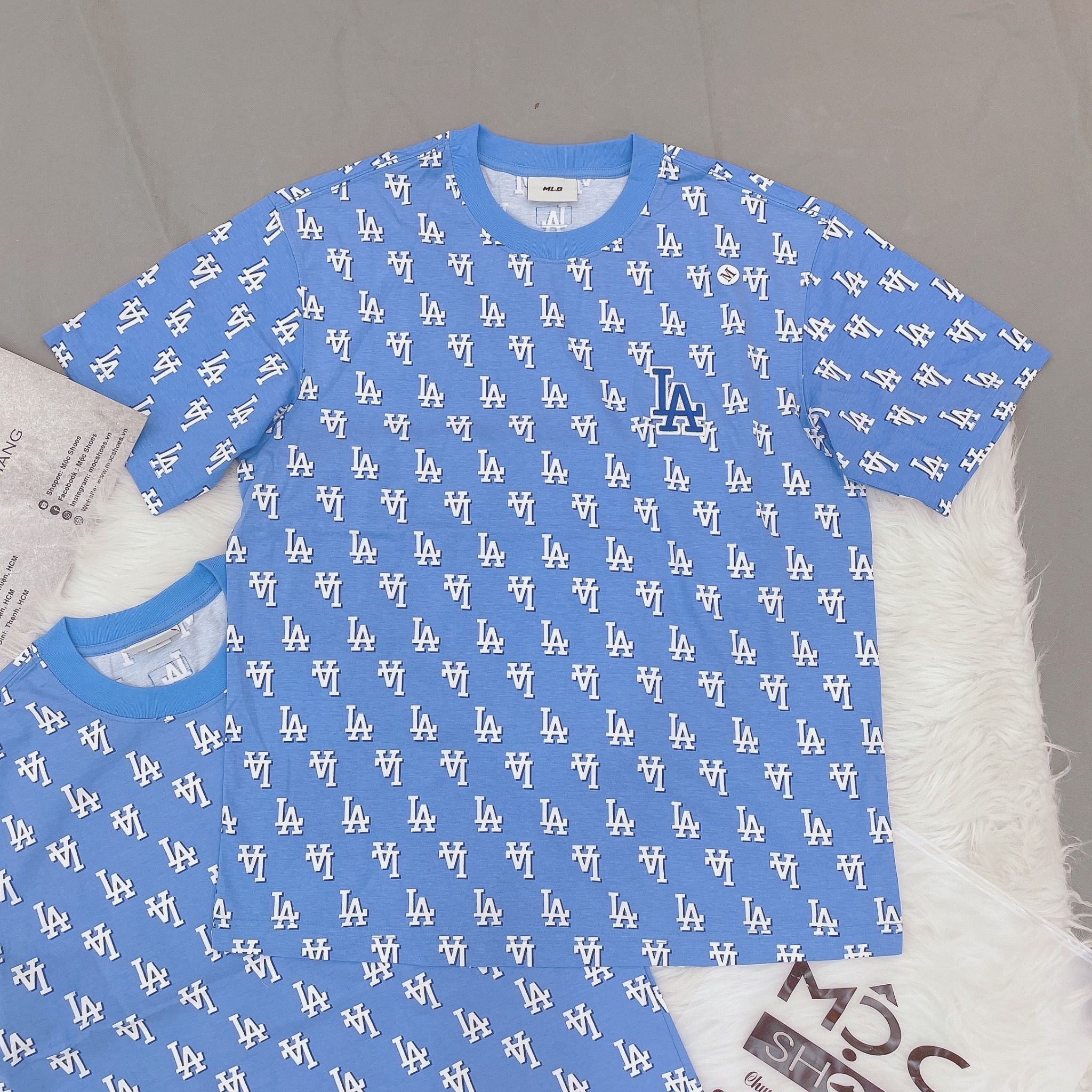 1308 - HÀNG CHÍNH HÃNG - ÁO THUN MLB - CLASSIC MONOGRAM FRONT PATTERN - XANH BLUE - CODE: 3ATSM1133-07CBL