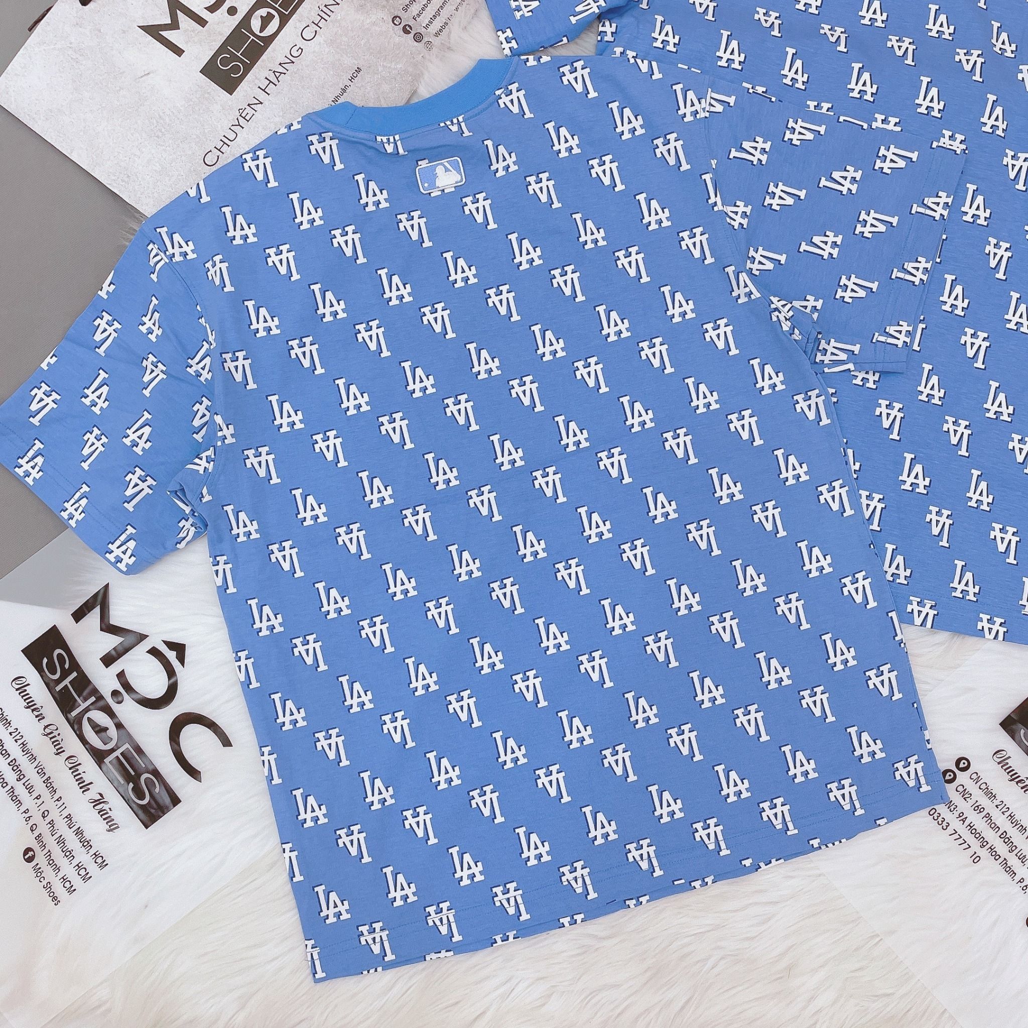 1308 - HÀNG CHÍNH HÃNG - ÁO THUN MLB - CLASSIC MONOGRAM FRONT PATTERN - XANH BLUE - CODE: 3ATSM1133-07CBL