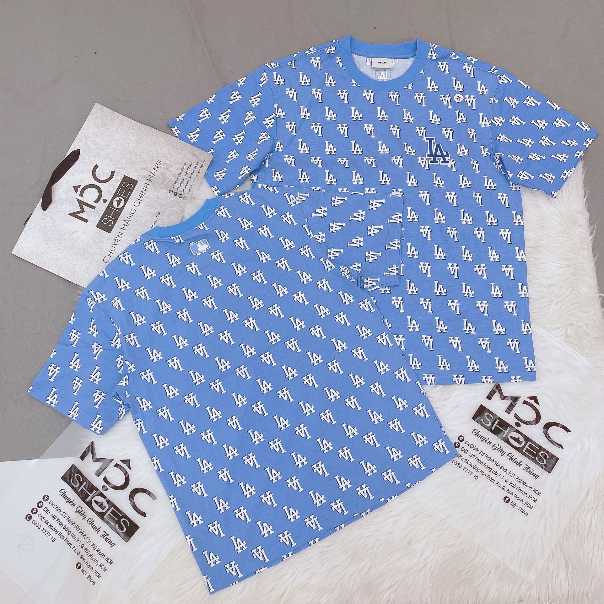 1308 - HÀNG CHÍNH HÃNG - ÁO THUN MLB - CLASSIC MONOGRAM FRONT PATTERN - XANH BLUE - CODE: 3ATSM1133-07CBL