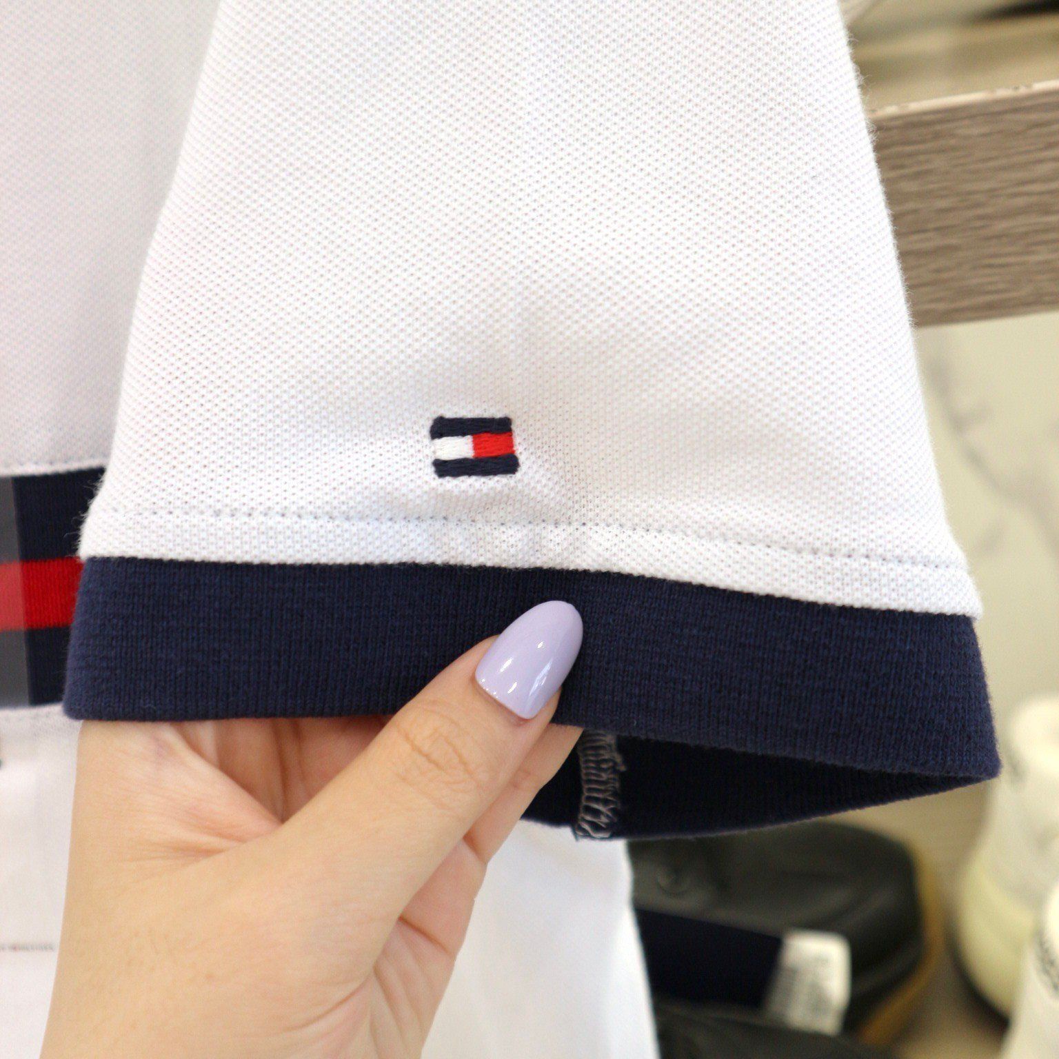 1141 - HÀNG CHÍNH HÃNG - ÁO Tommy - POLO - REGULAR FIT TOMMY BAR STRIPE - TRẮNG