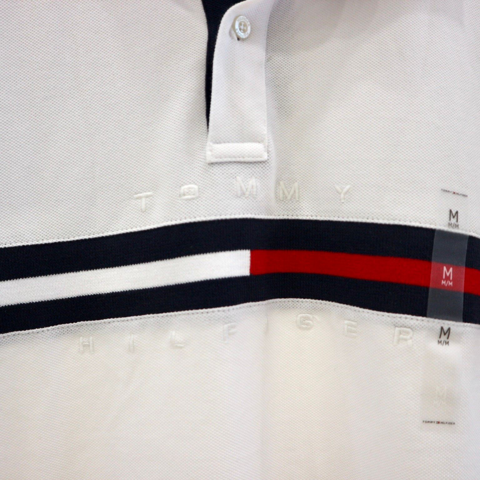 1141 - HÀNG CHÍNH HÃNG - ÁO Tommy - POLO - REGULAR FIT TOMMY BAR STRIPE - TRẮNG