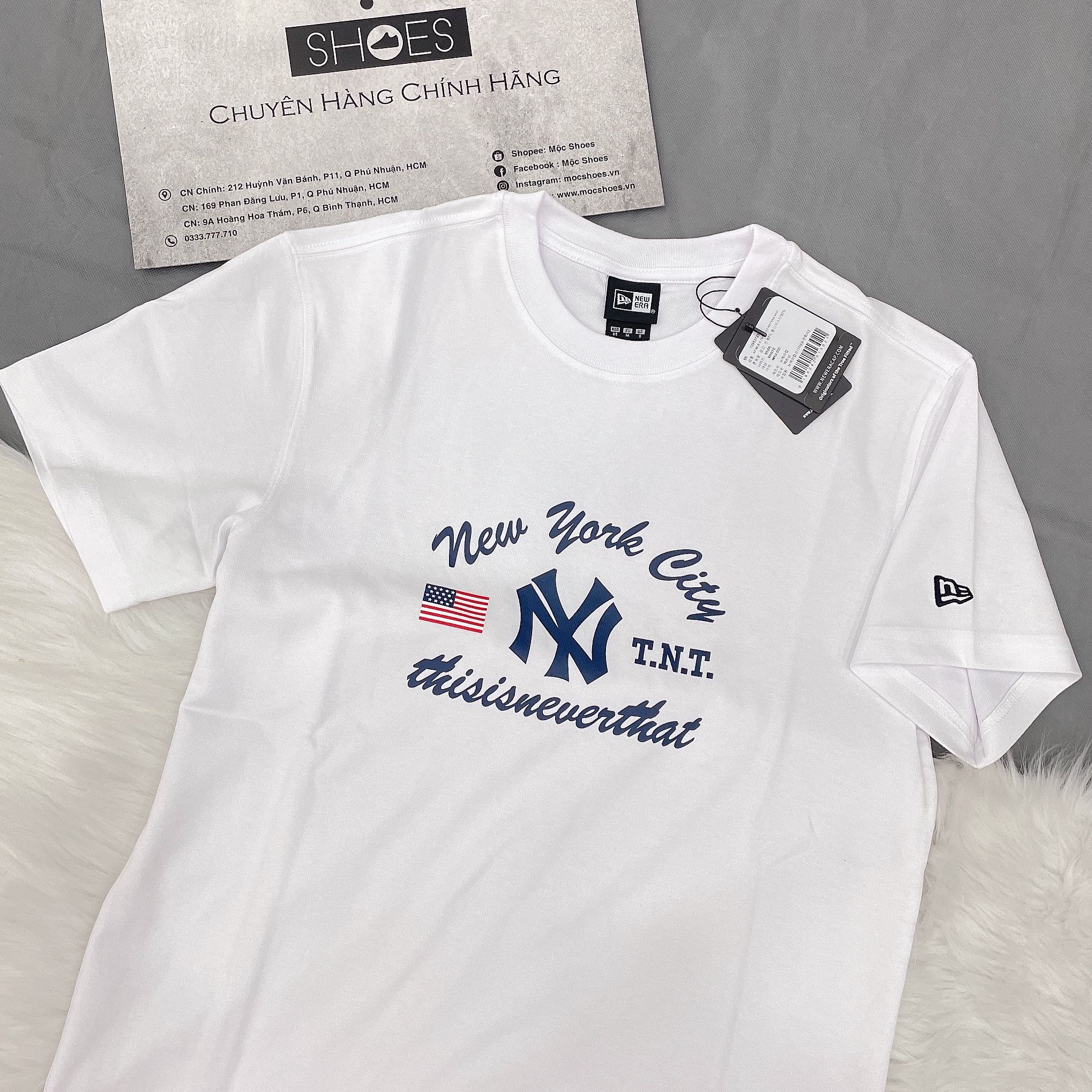 1328 - HÀNG CHÍNH HÃNG - ÁO THUN NEW ERA - NEW YORK CITY CỜ MỸ - TRẮNG - CODE: 13953723