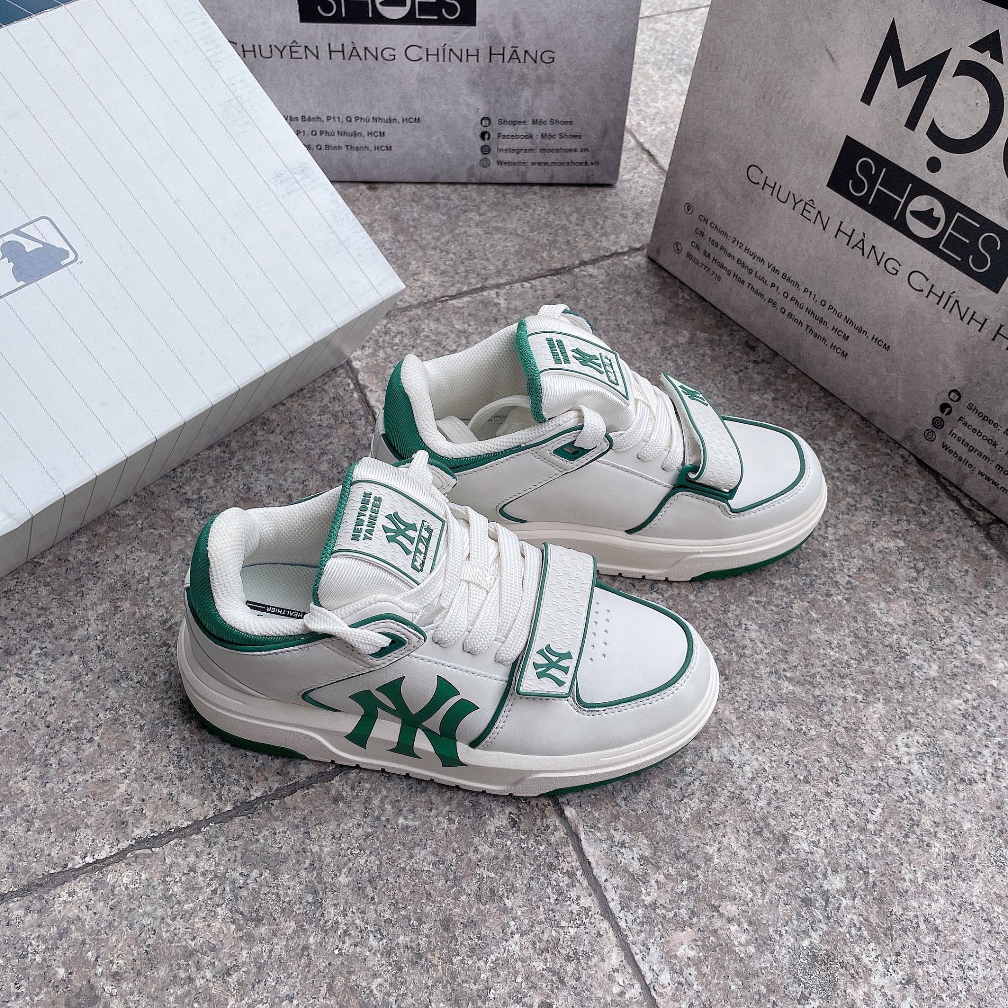 1333 - HÀNG CHÍNH HÃNG - GIÀY MLB CHUNKY LINER MID MONOGRAM MÀU XANH GREEN NY - *WHITE/GREEN* - CODE: 3ASXLMB3N