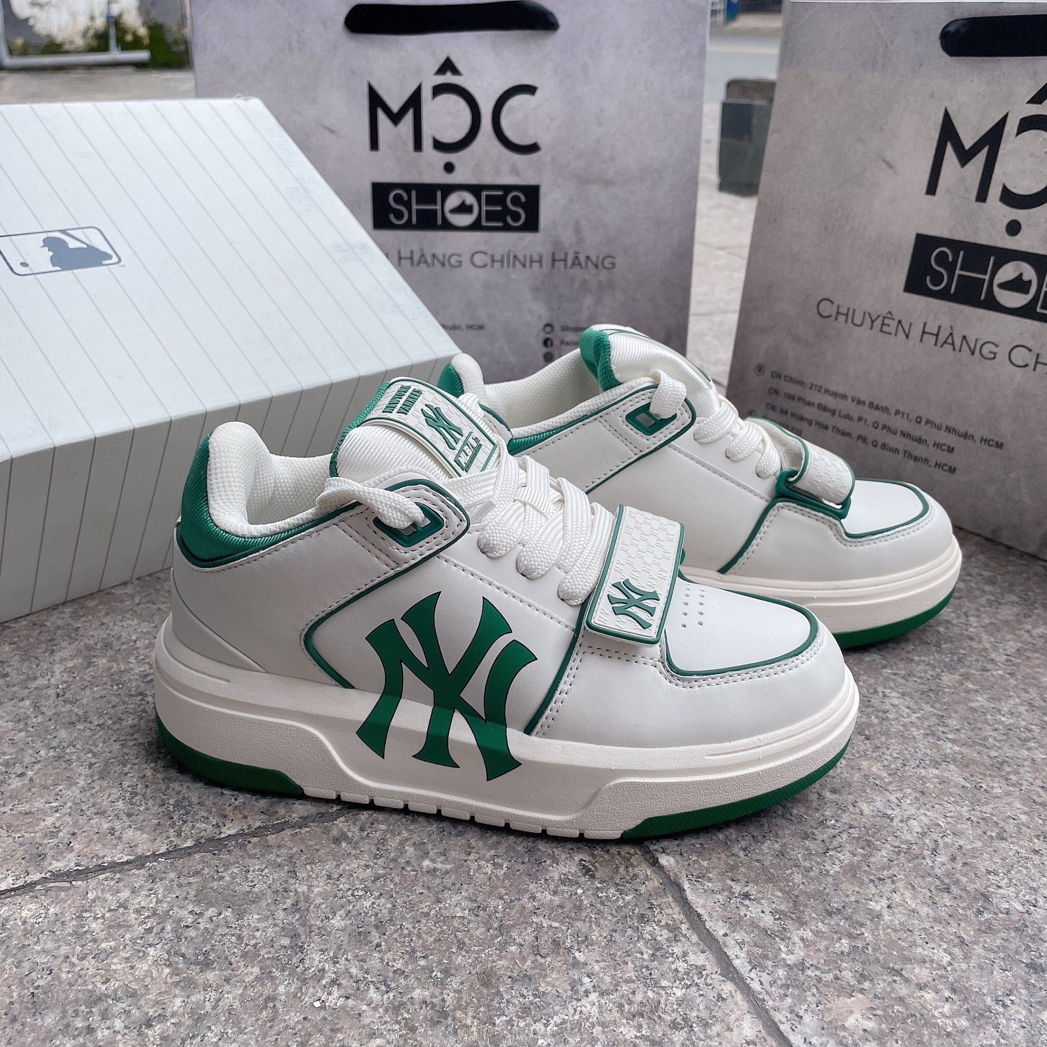 1333 - HÀNG CHÍNH HÃNG - GIÀY MLB CHUNKY LINER MID MONOGRAM MÀU XANH GREEN NY - *WHITE/GREEN* - CODE: 3ASXLMB3N