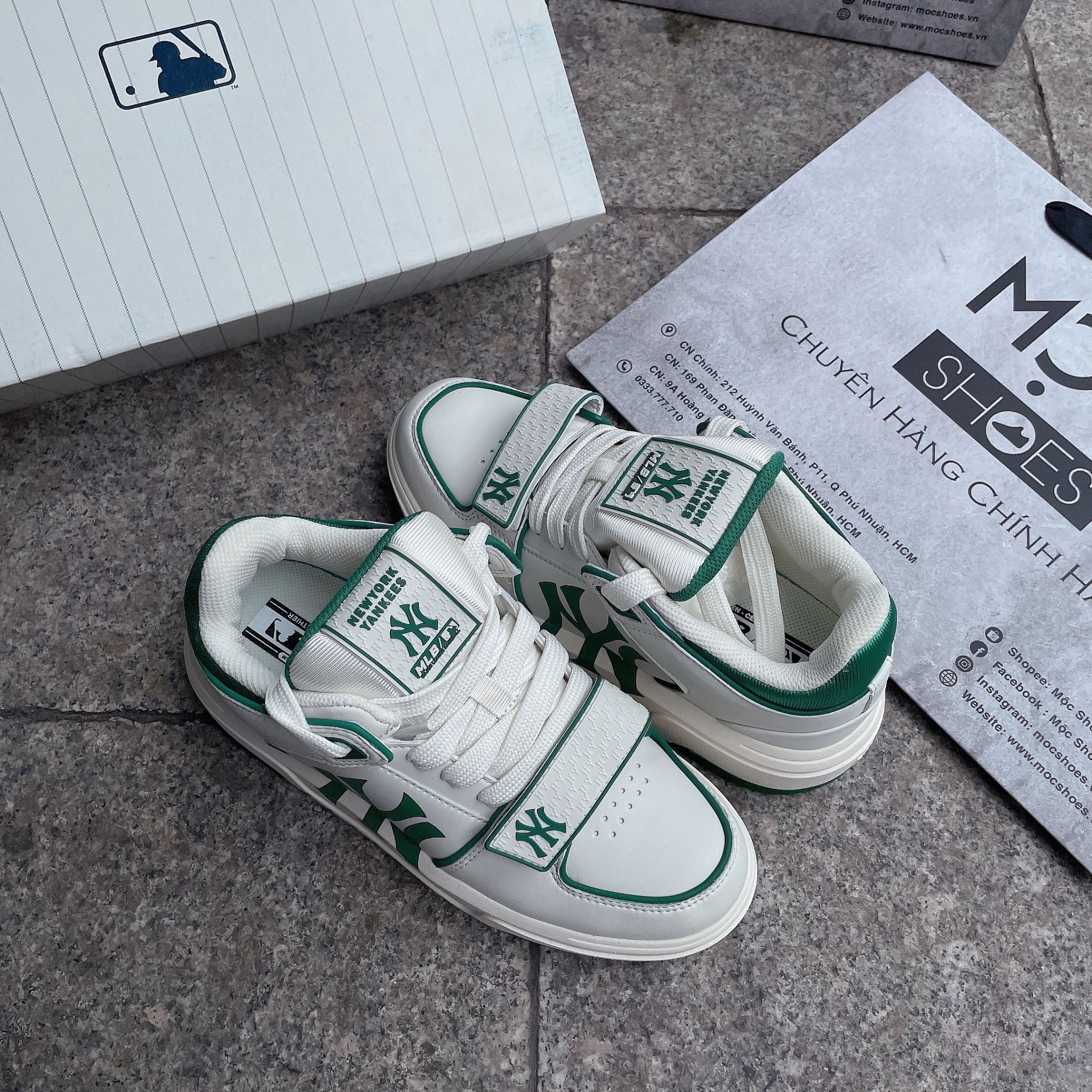 1333 - HÀNG CHÍNH HÃNG - GIÀY MLB CHUNKY LINER MID MONOGRAM MÀU XANH GREEN NY - *WHITE/GREEN* - CODE: 3ASXLMB3N