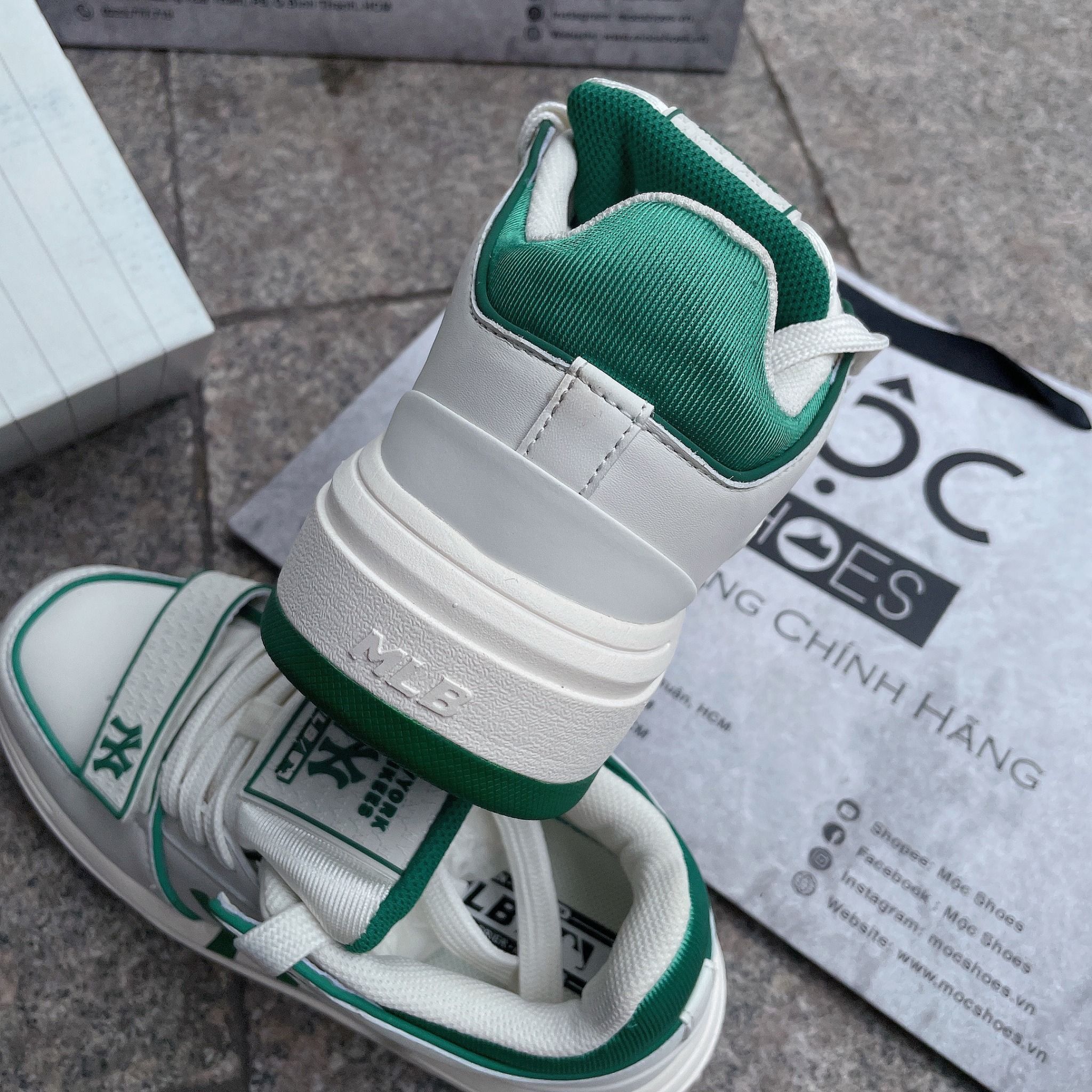 1333 - HÀNG CHÍNH HÃNG - GIÀY MLB CHUNKY LINER MID MONOGRAM MÀU XANH GREEN NY - *WHITE/GREEN* - CODE: 3ASXLMB3N