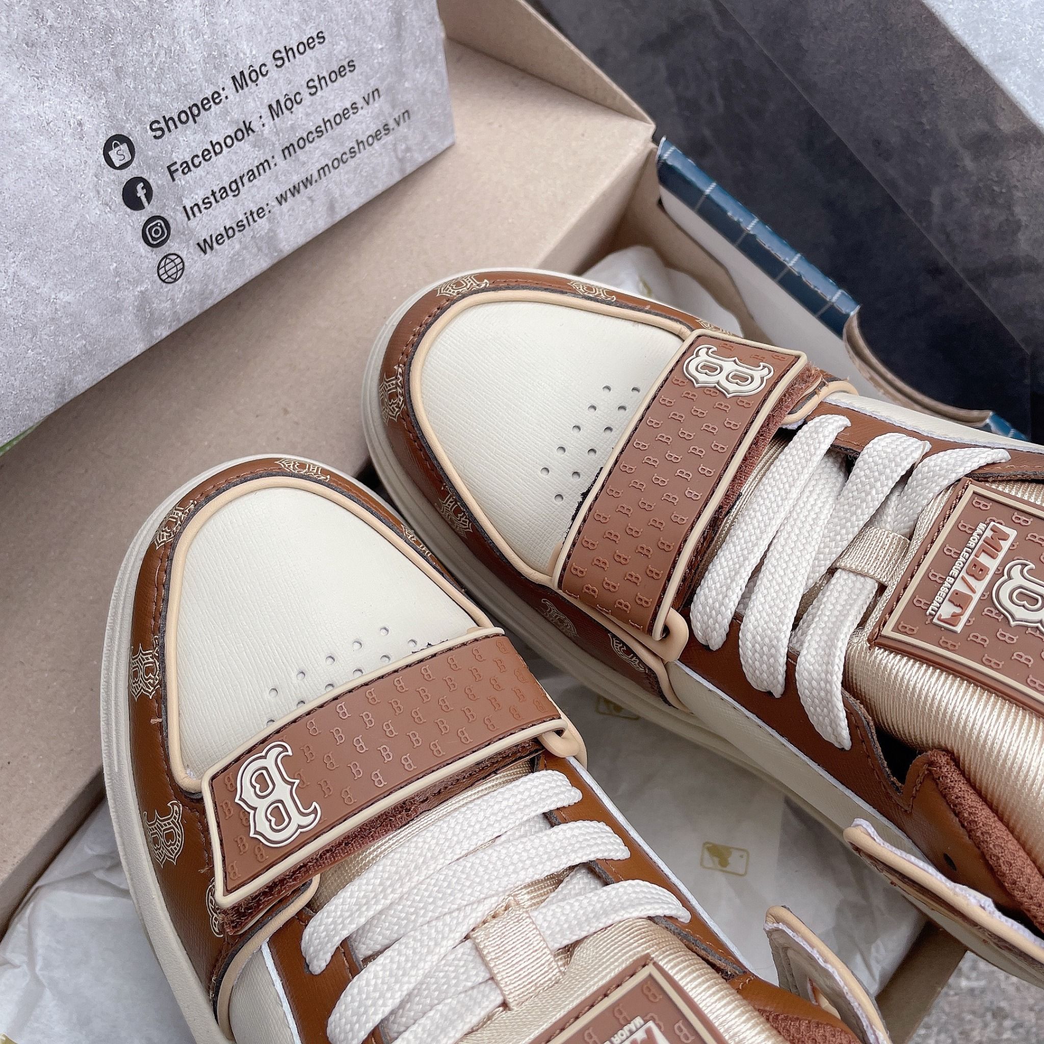 1332 - HÀNG CHÍNH HÃNG - GIÀY MLB CHUNKY LINER MID MONOGRAM MÀU NÂU B BOSTON - *BROWN/WHITE* - CODE: 3ASXCLP3N