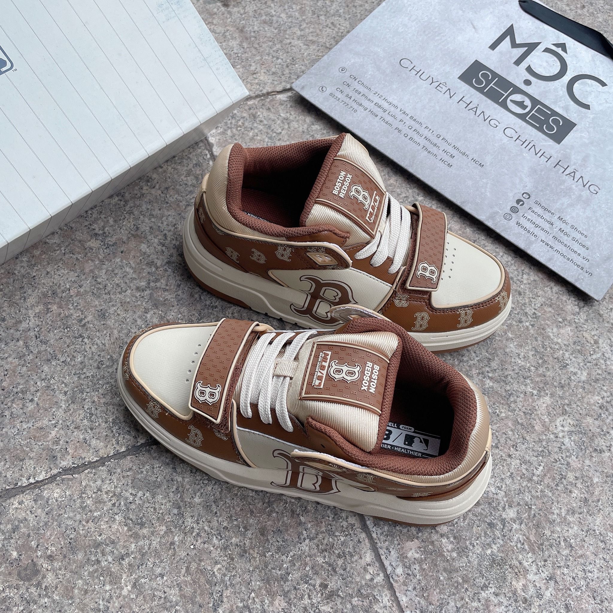 1332 - HÀNG CHÍNH HÃNG - GIÀY MLB CHUNKY LINER MID MONOGRAM MÀU NÂU B BOSTON - *BROWN/WHITE* - CODE: 3ASXCLP3N
