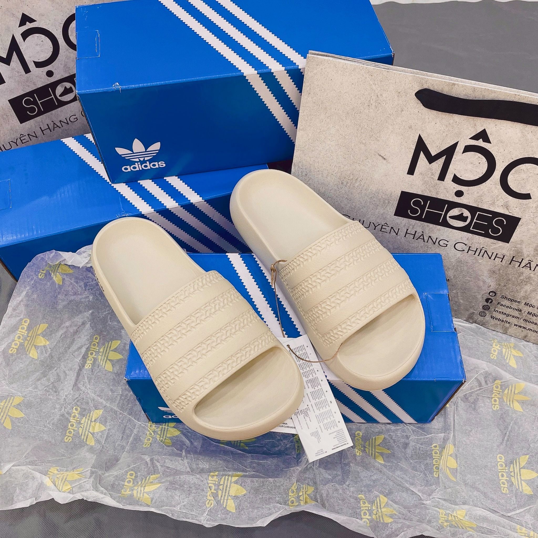 1342 - HÀNG CHÍNH HÃNG - DÉP ADIDAS ADILETTE AYOON BLISS - BEIGE - CODE: GX7064