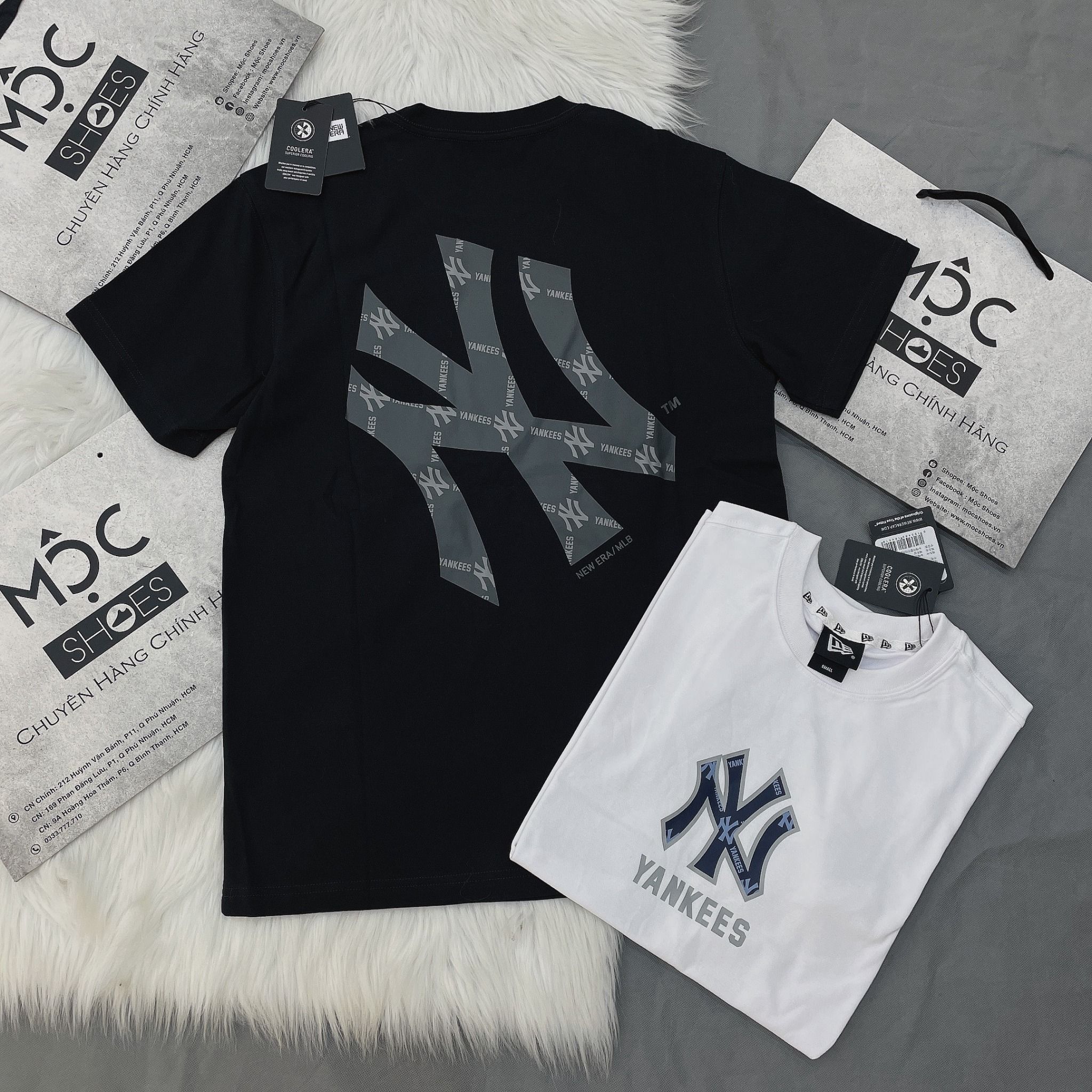 1346 - HÀNG CHÍNH HÃNG - ÁO THUN NEW ERA - ÁO NY YANKEES LOGO CHÌM - ĐEN - CODE: 13520207