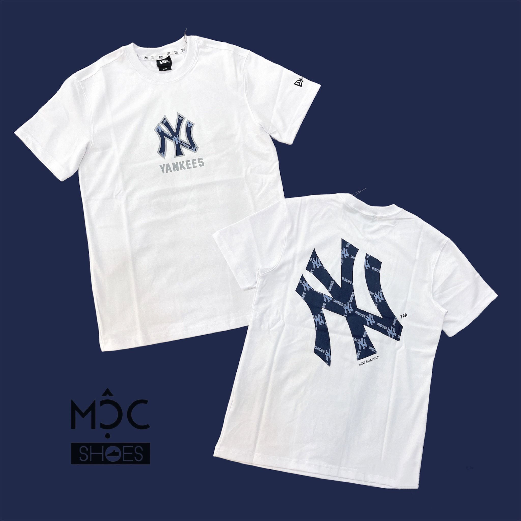 1345 - HÀNG CHÍNH HÃNG - ÁO THUN NEW ERA - ÁO NY YANKEES LOGO CHÌM - TRĂNG - CODE: 13520207