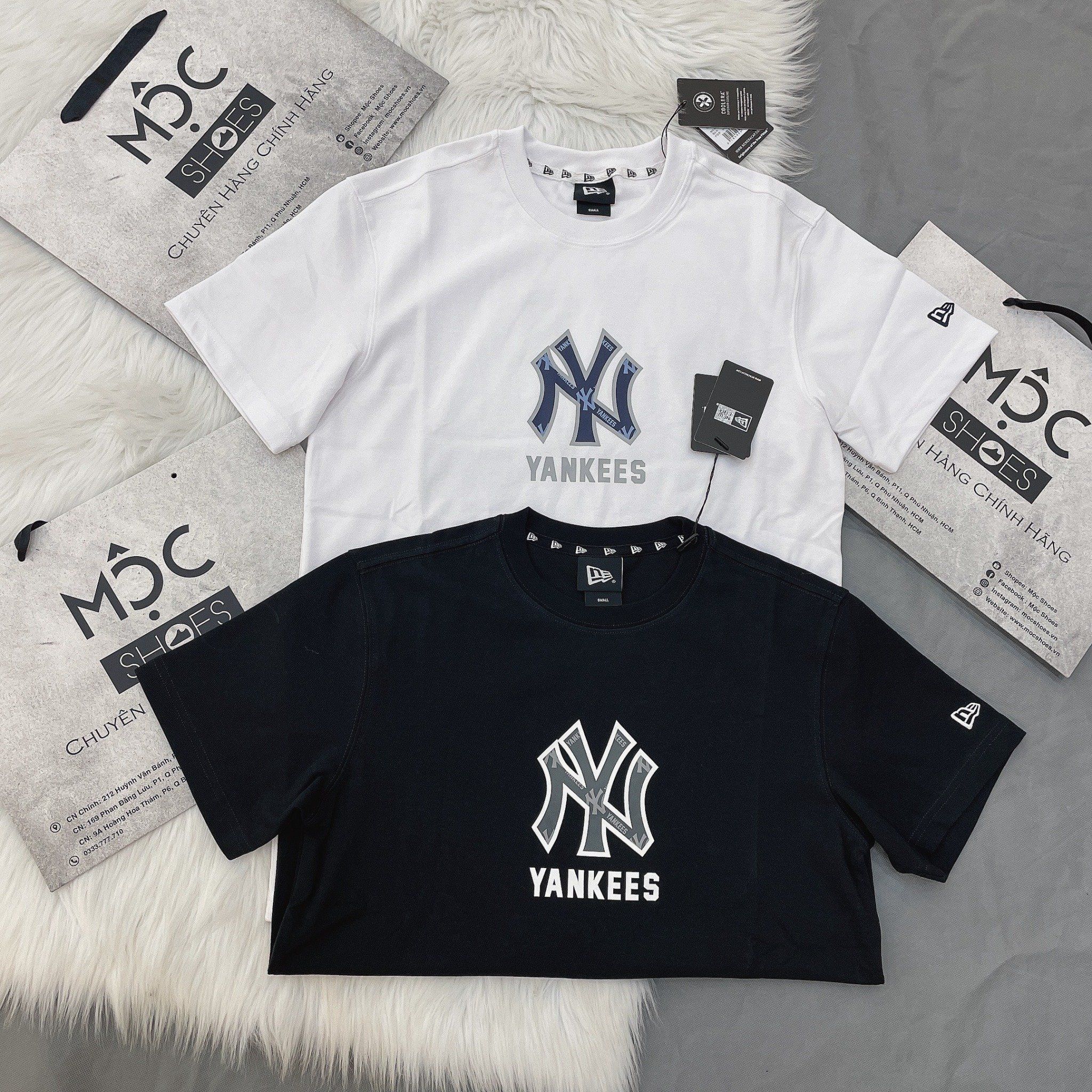 1345 - HÀNG CHÍNH HÃNG - ÁO THUN NEW ERA - ÁO NY YANKEES LOGO CHÌM - TRĂNG - CODE: 13520207