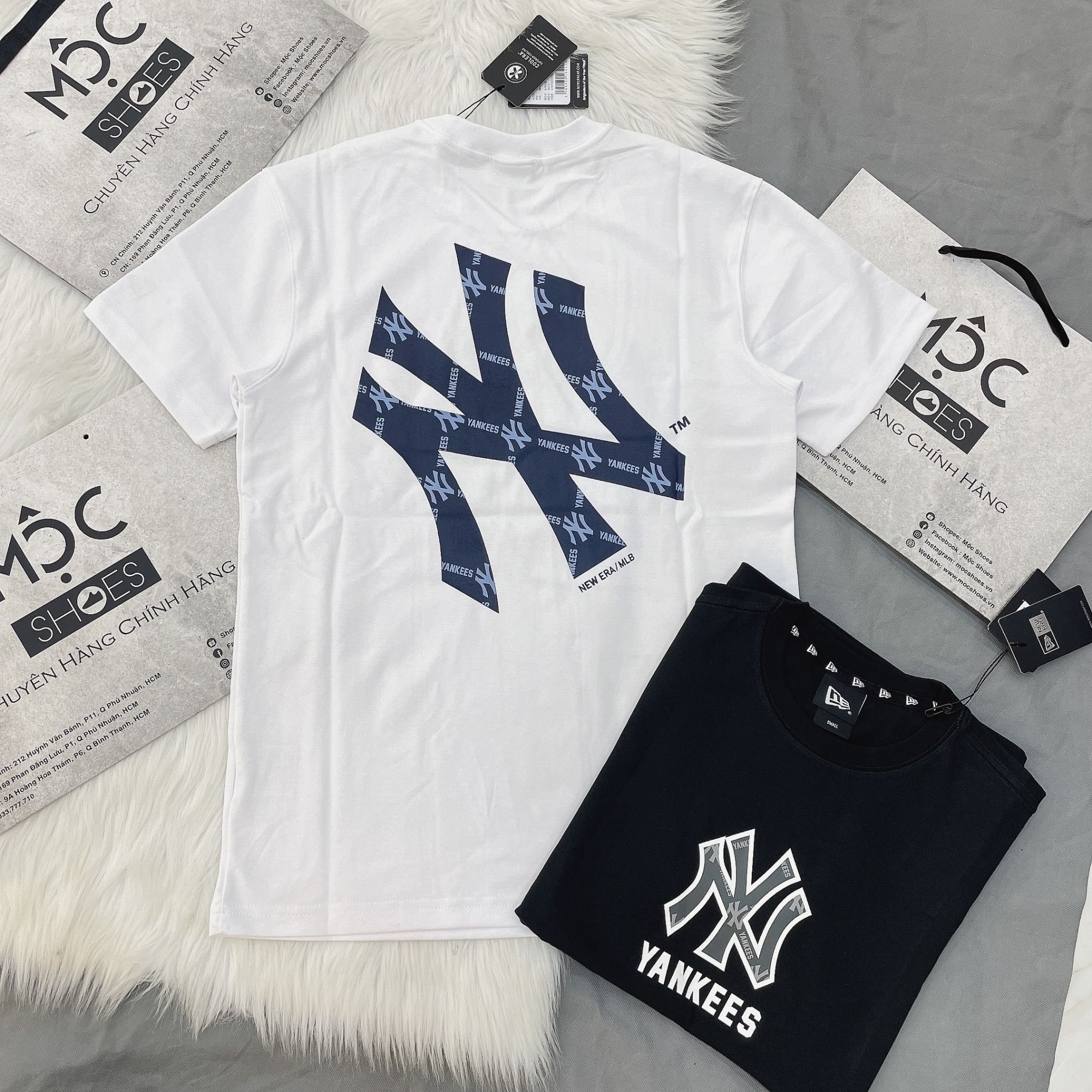 1345 - HÀNG CHÍNH HÃNG - ÁO THUN NEW ERA - ÁO NY YANKEES LOGO CHÌM - TRĂNG - CODE: 13520207