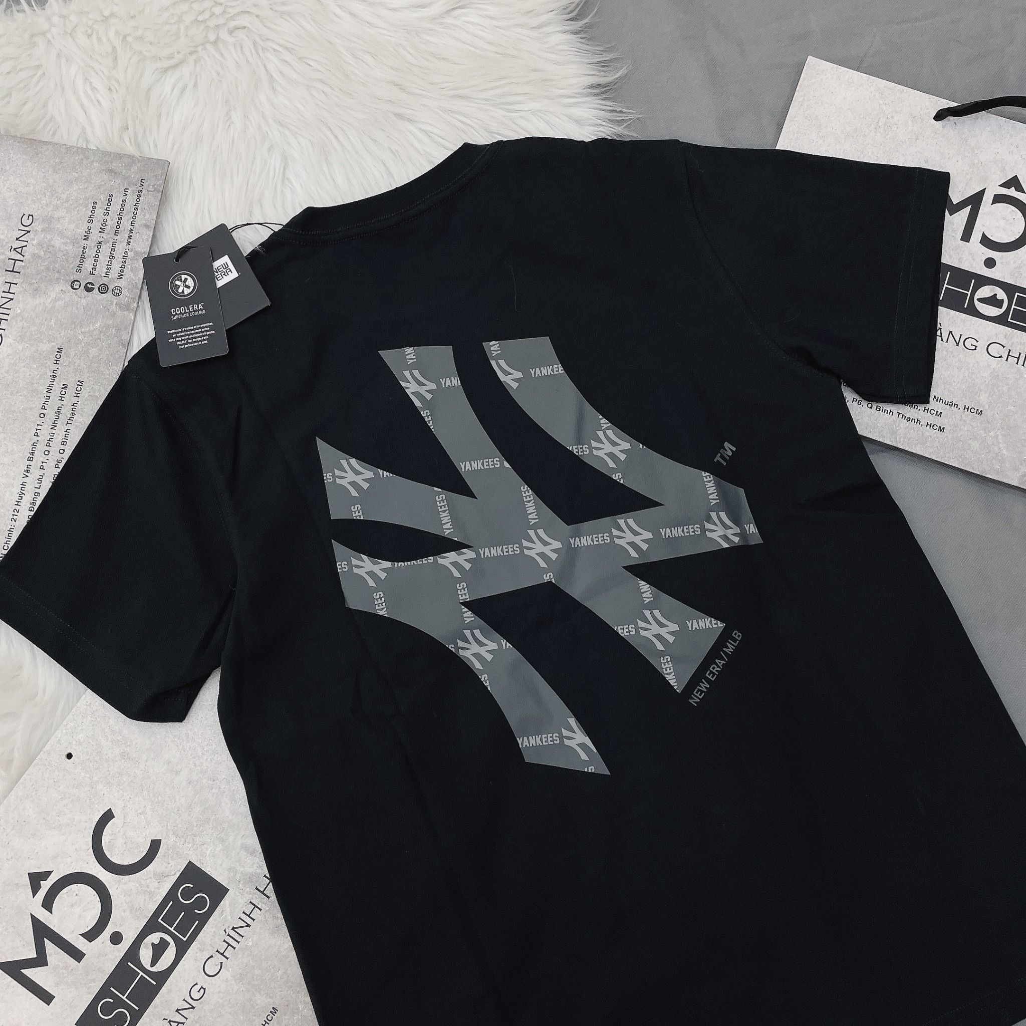1346 - HÀNG CHÍNH HÃNG - ÁO THUN NEW ERA - ÁO NY YANKEES LOGO CHÌM - ĐEN - CODE: 13520207