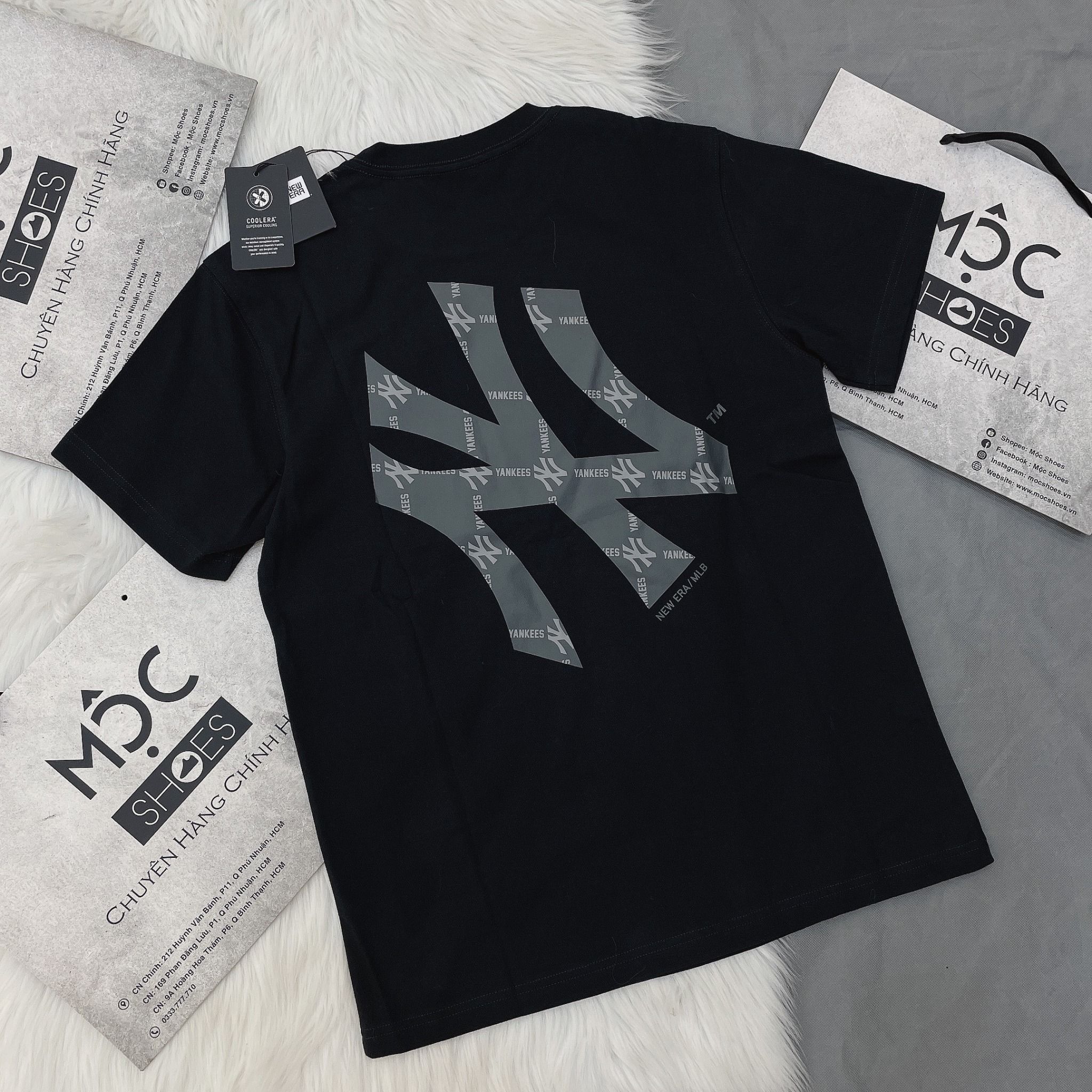 1346 - HÀNG CHÍNH HÃNG - ÁO THUN NEW ERA - ÁO NY YANKEES LOGO CHÌM - ĐEN - CODE: 13520207