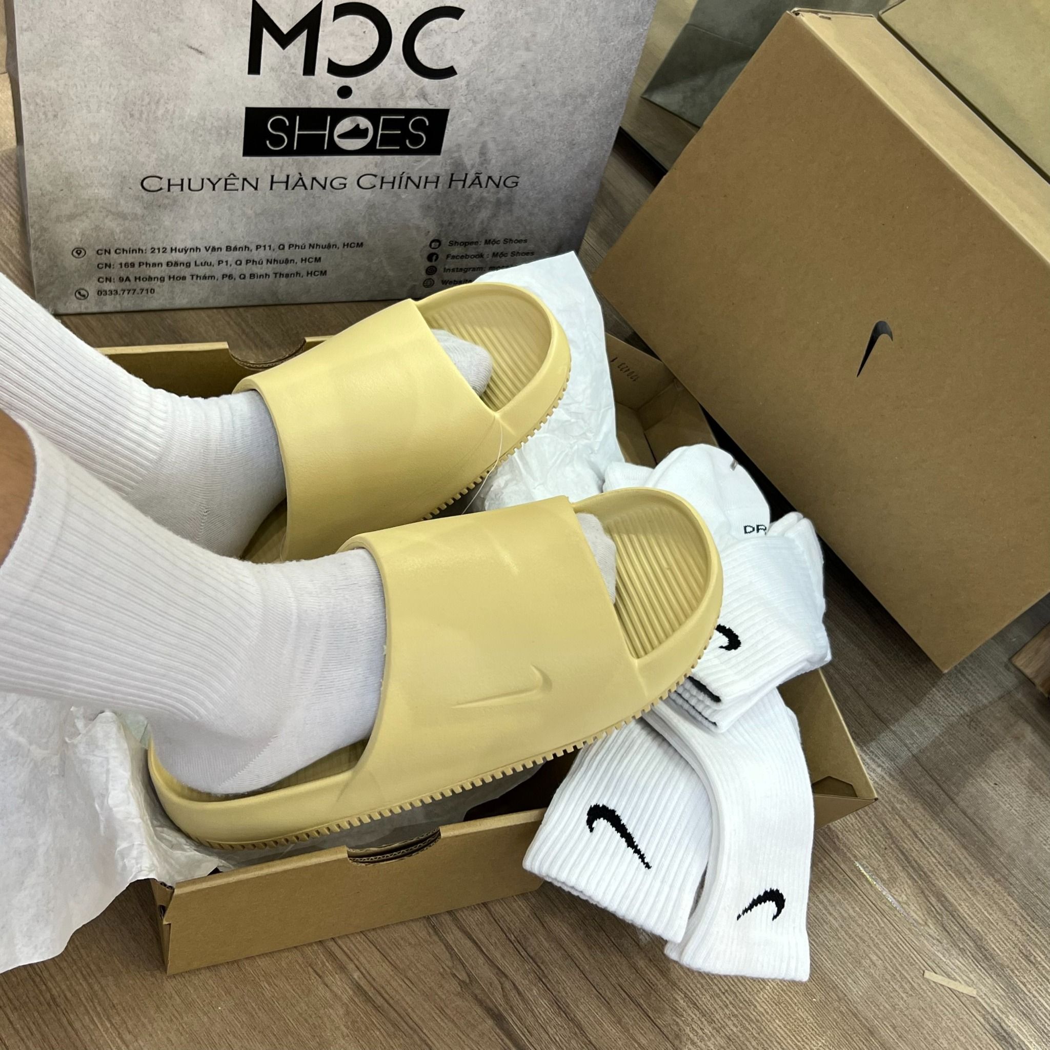 1358 - HÀNG CHÍNH HÃNG - DÉP NIKE CALM SLIDE *SEASAME* - CODE: DX4816-200