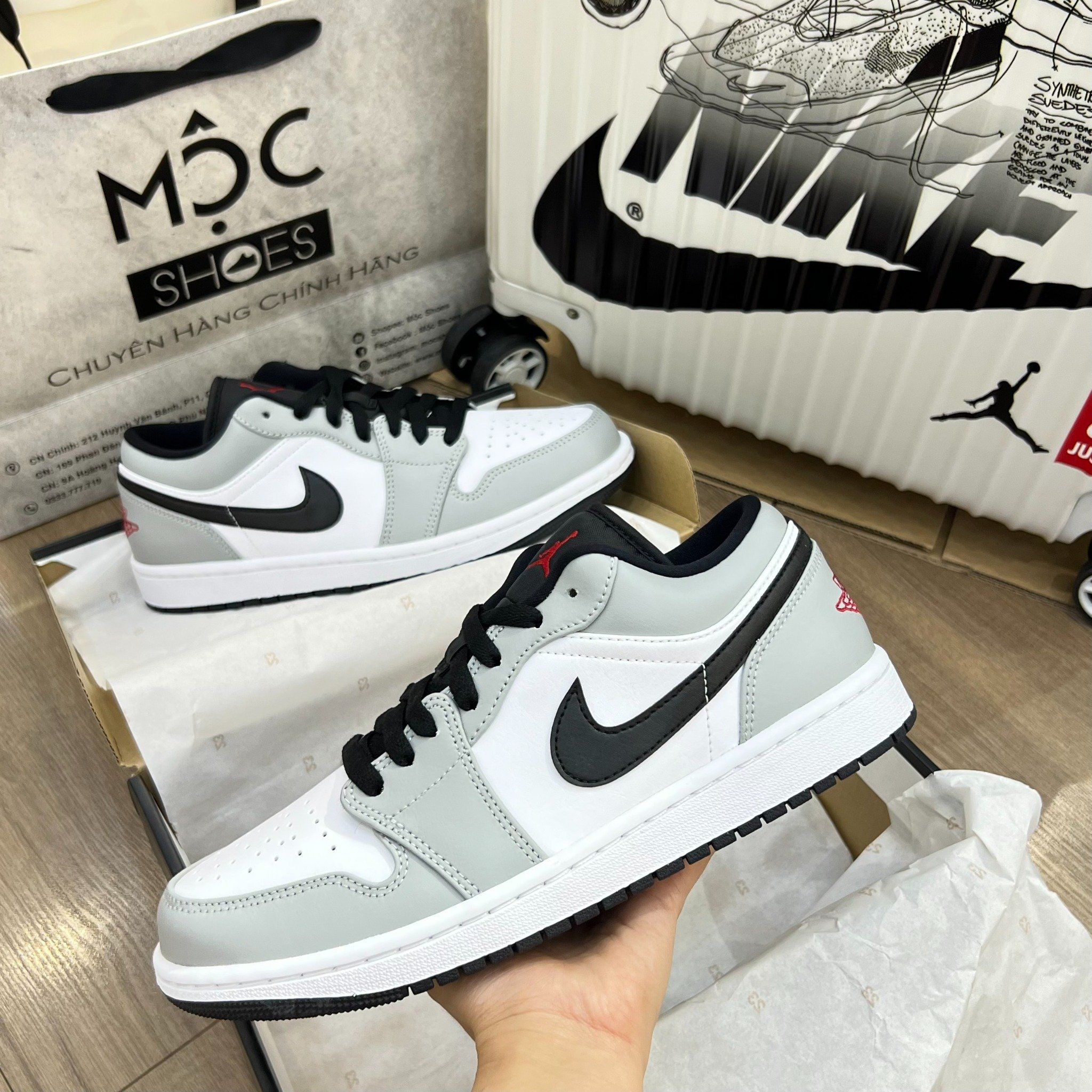 1360 - HÀNG CHÍNH HÃNG - Giày Air Jordan 1 Low Smoke Grey - *Xám / Trắng * - CODE : 553558-030