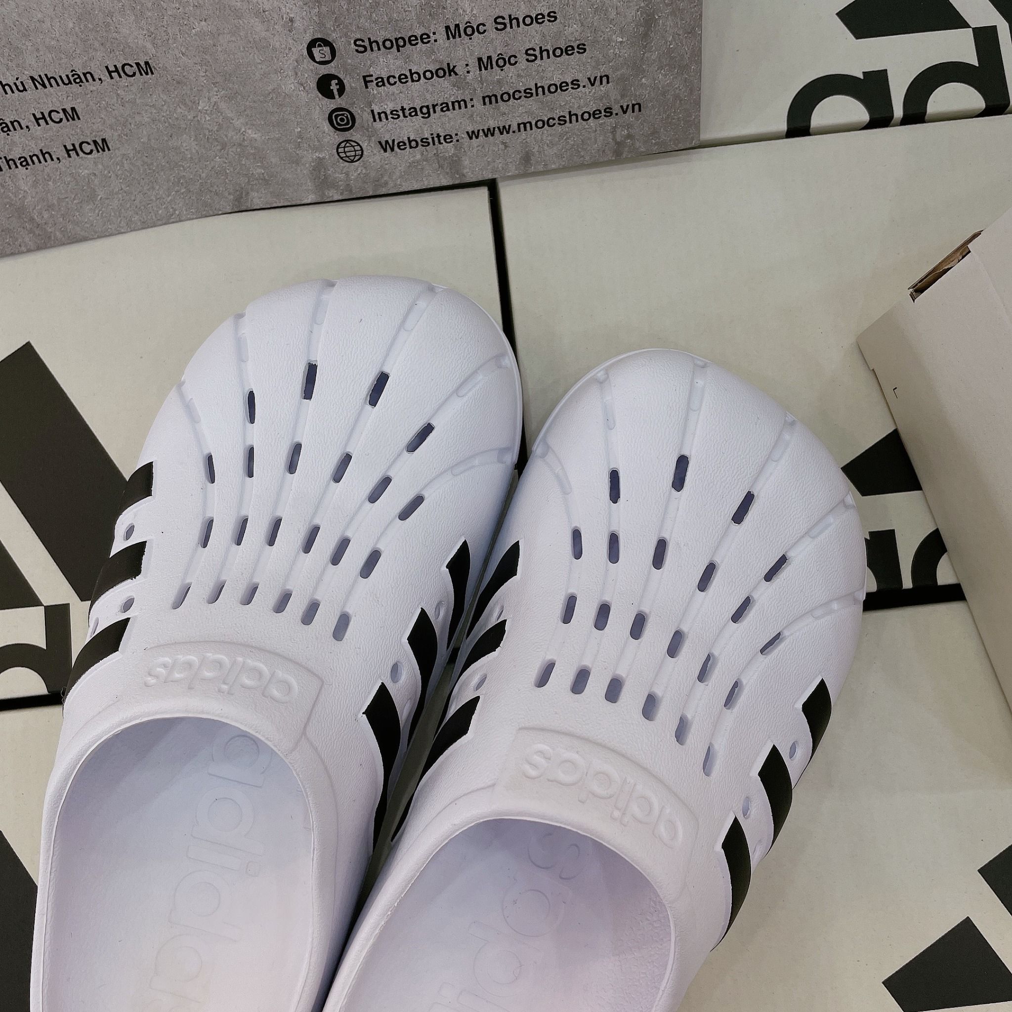  1362 - HÀNG CHÍNH HÃNG - Dép ADIDAS - ADILETTE CLOGS (RỌ)  - *Trắng *  - CODE : FY8970 