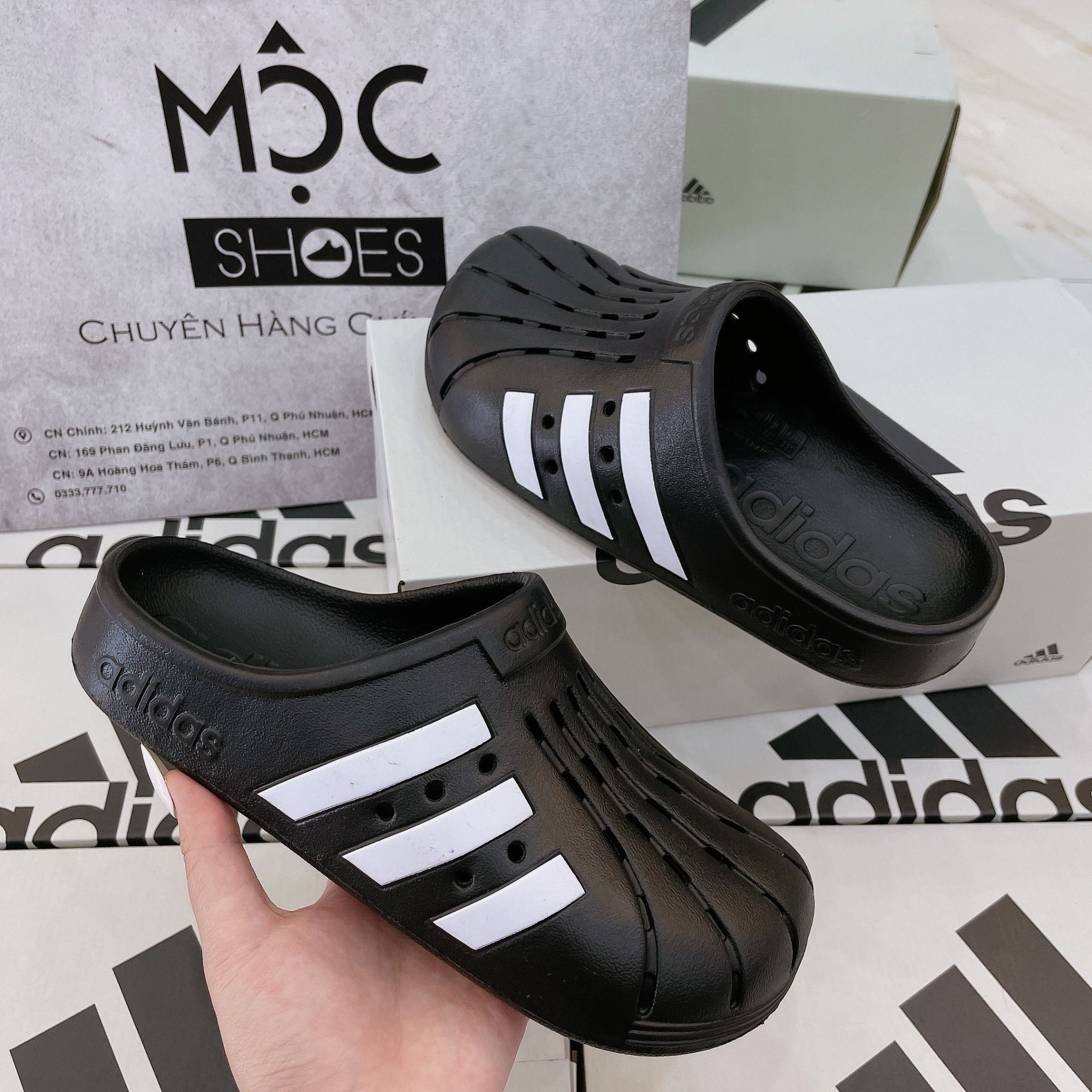 1363 - HÀNG CHÍNH HÃNG - Dép ADIDAS - ADILETTE CLOGS ( RỌ ) - *ĐEN* - CODE : GZ5886