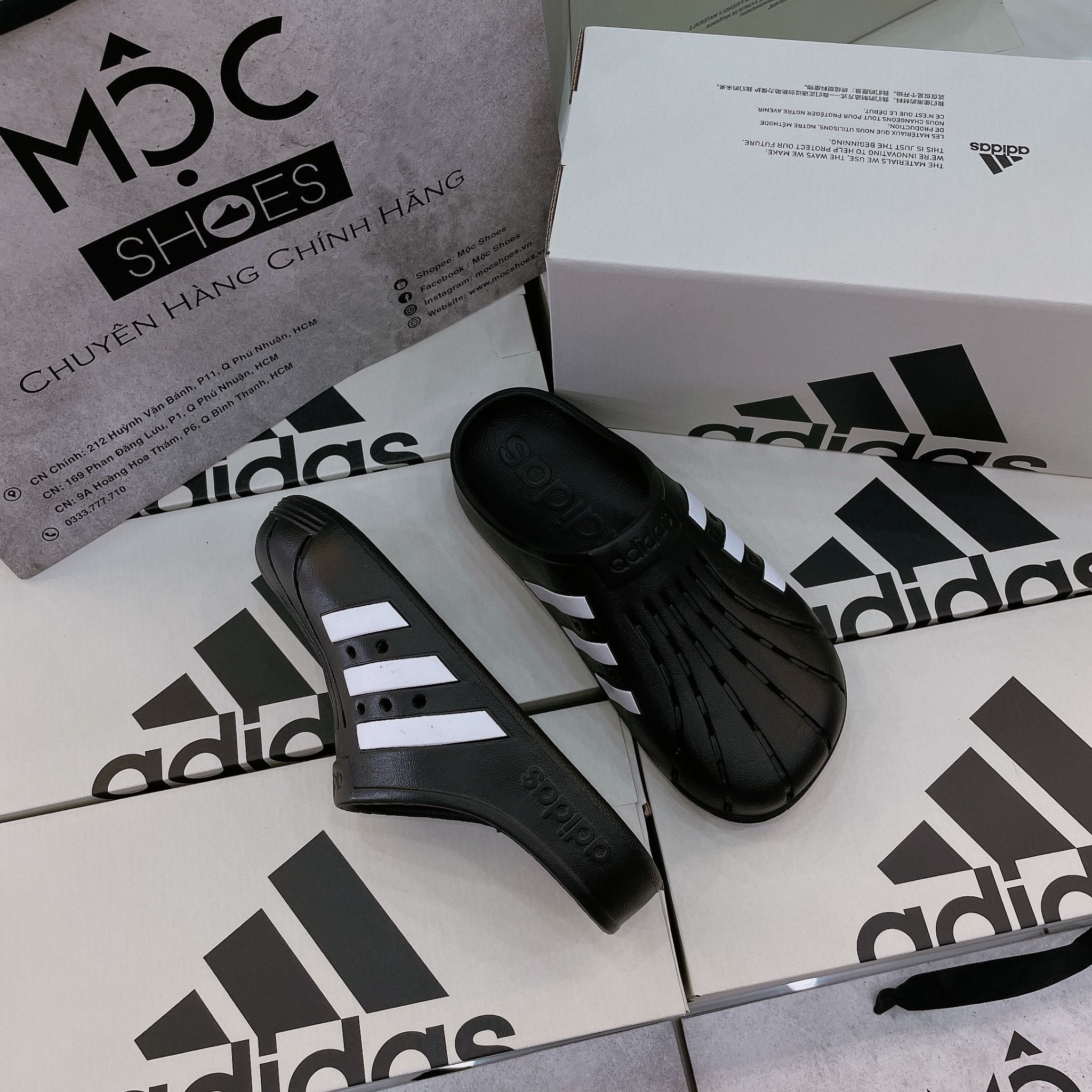 1363 - HÀNG CHÍNH HÃNG - Dép ADIDAS - ADILETTE CLOGS ( RỌ ) - *ĐEN* - CODE : GZ5886