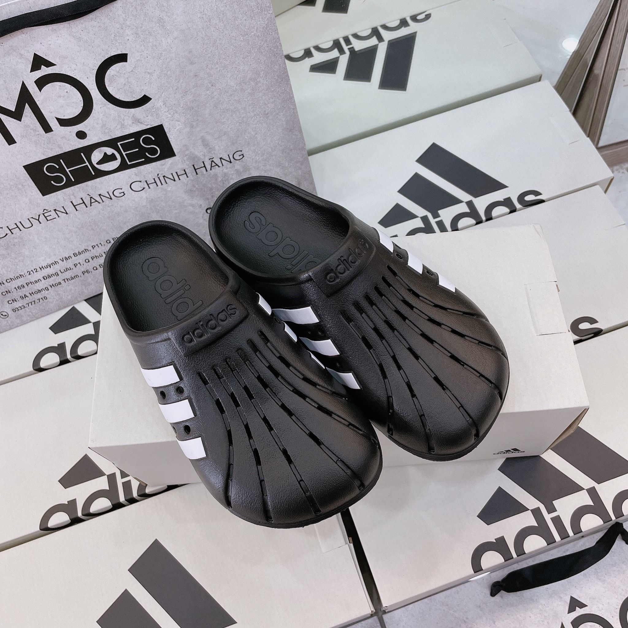 1363 - HÀNG CHÍNH HÃNG - Dép ADIDAS - ADILETTE CLOGS ( RỌ ) - *ĐEN* - CODE : GZ5886